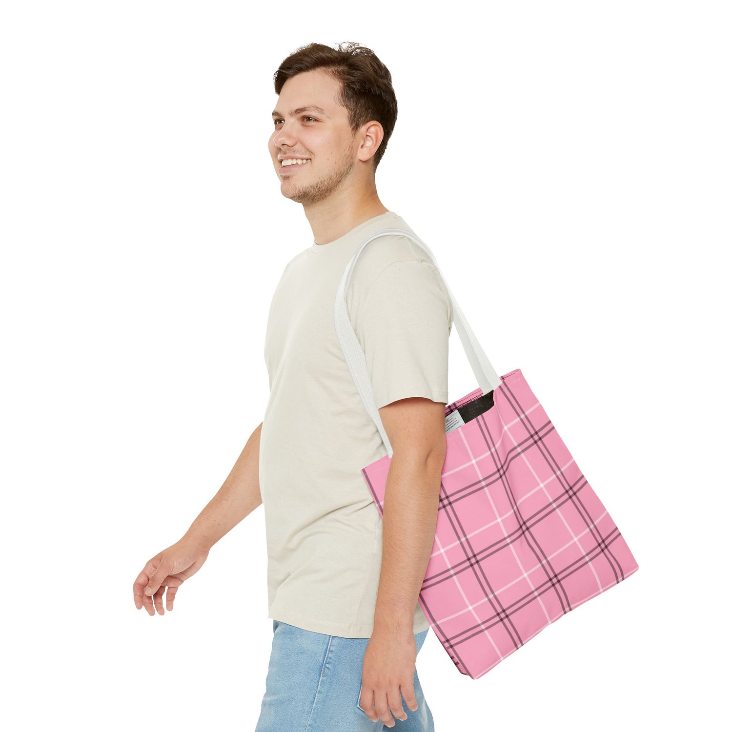 Pink and Black Plaid Tote Bag