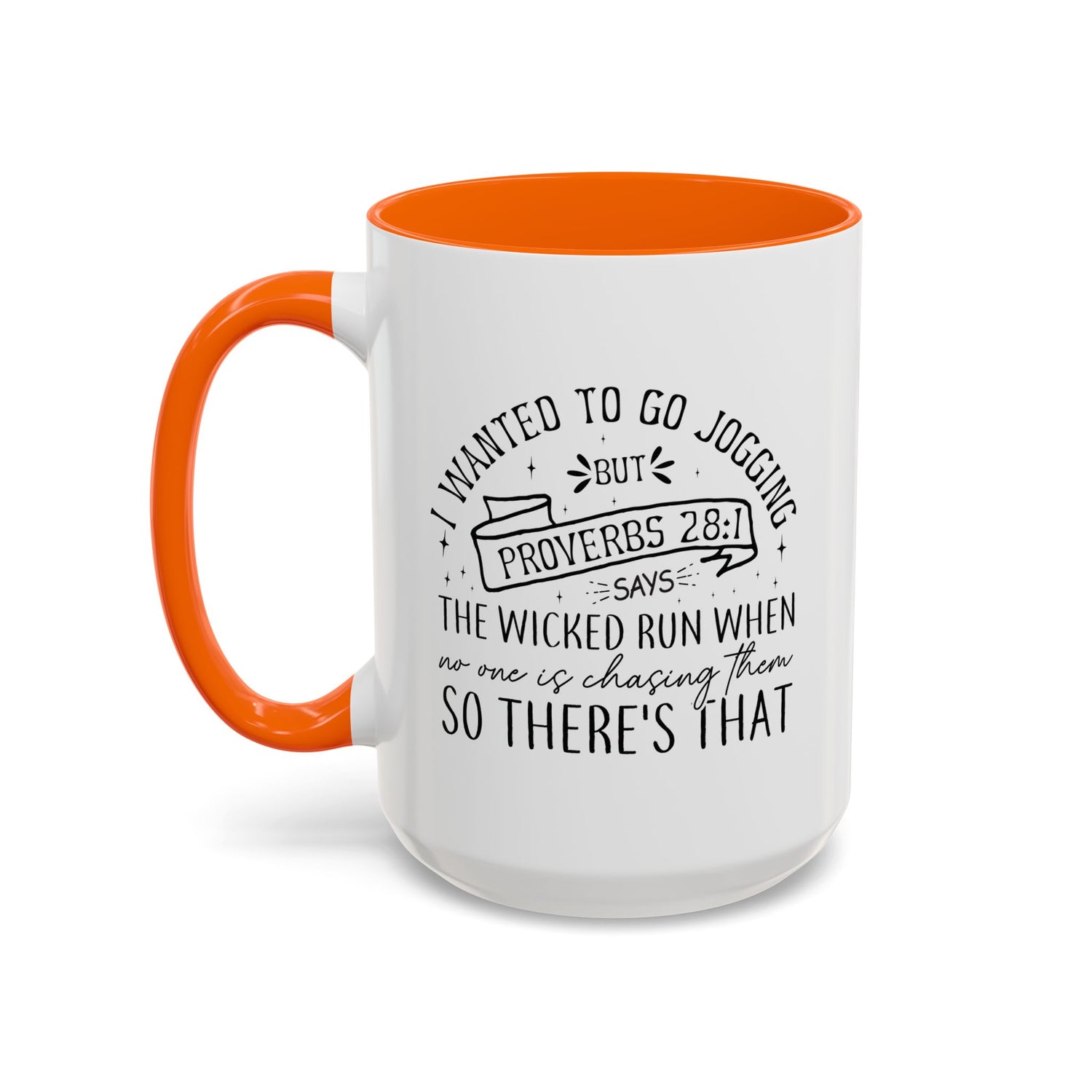 Inspirational Coffee Mug for Christian Joggers, Proverbs 28:1 Quote Mug, Funny Workout Gift, Motivational Drinkware, Exercise Humor