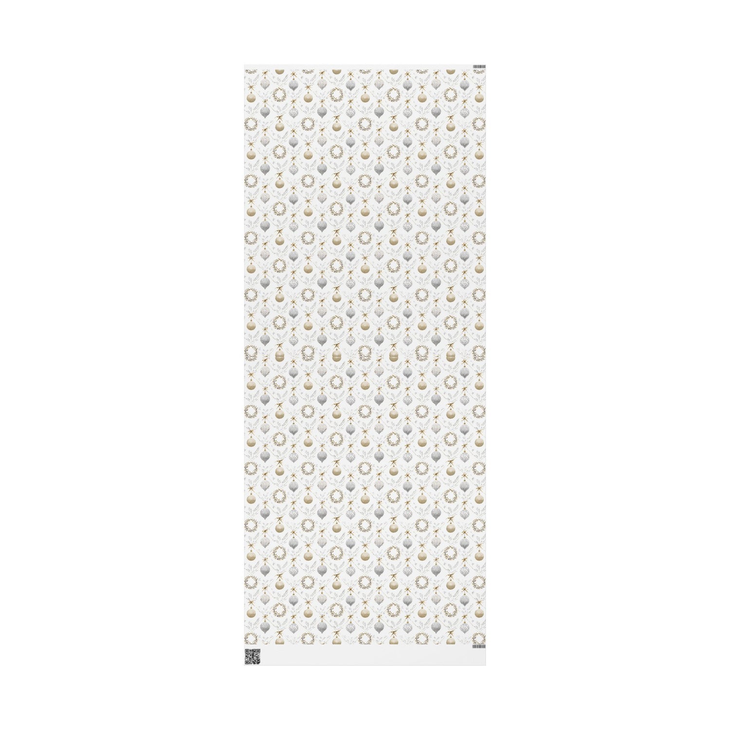 Premium Holiday Wrapping Paper, Silver and Gold Ornaments