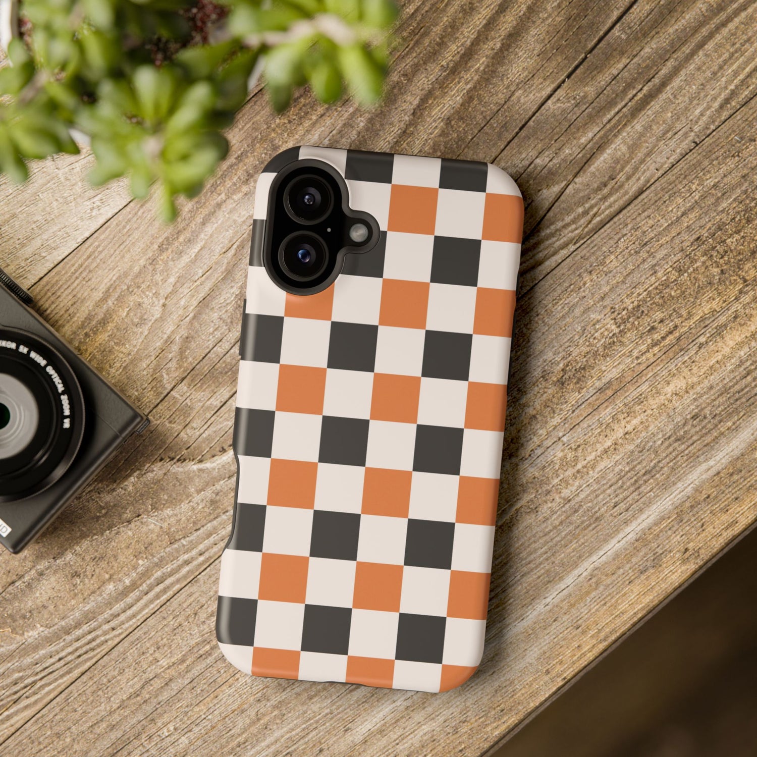Trendy Halloween Checkerboard Phone Case | Impact-Resistant, iPhone, Samsung