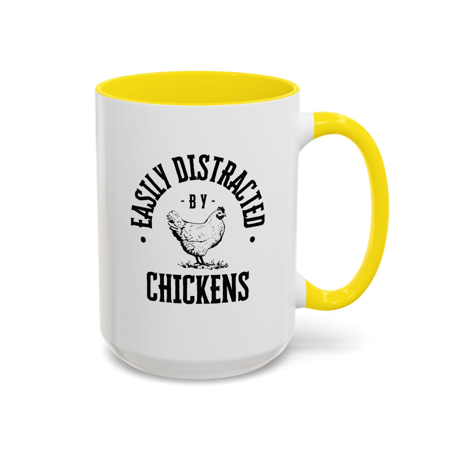 Funny Mug/Chicken Lover/Funny Gift/Gifts under 20/Accent Coffee Mug, 11oz "Easily Distracted By Chickens"