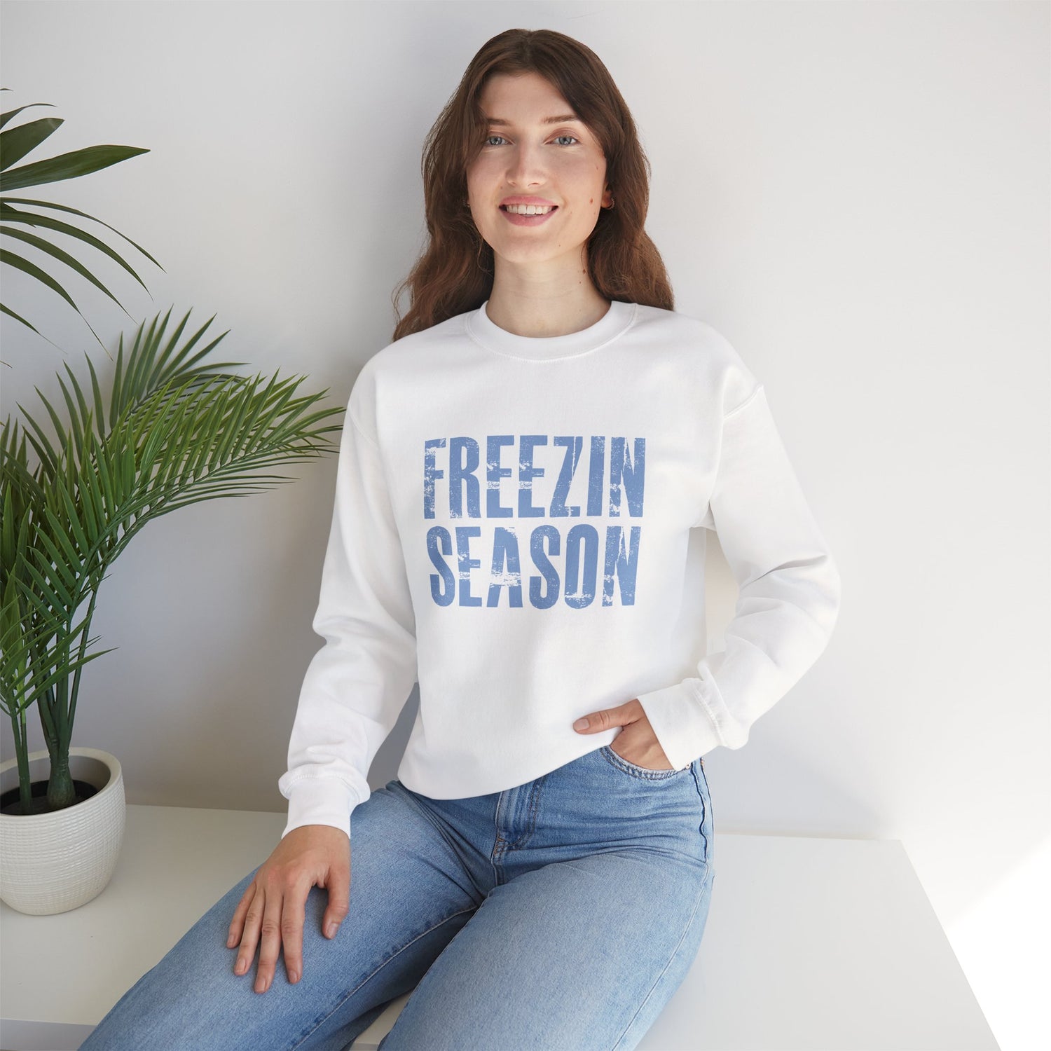 Cozy Freezin' Season Gildan Crewneck Sweatshirt