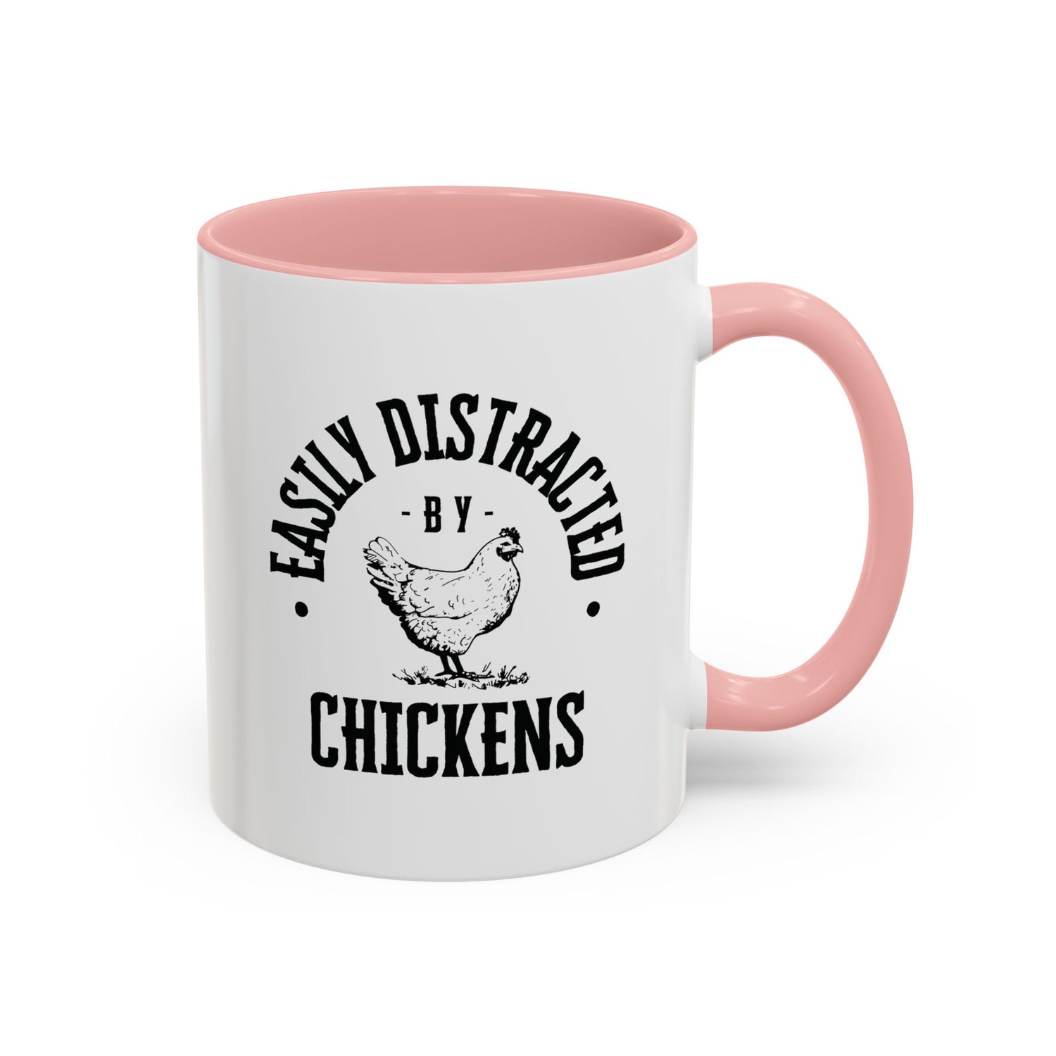 Funny Mug/Chicken Lover/Funny Gift/Gifts under 20/Accent Coffee Mug, 11oz "Easily Distracted By Chickens"