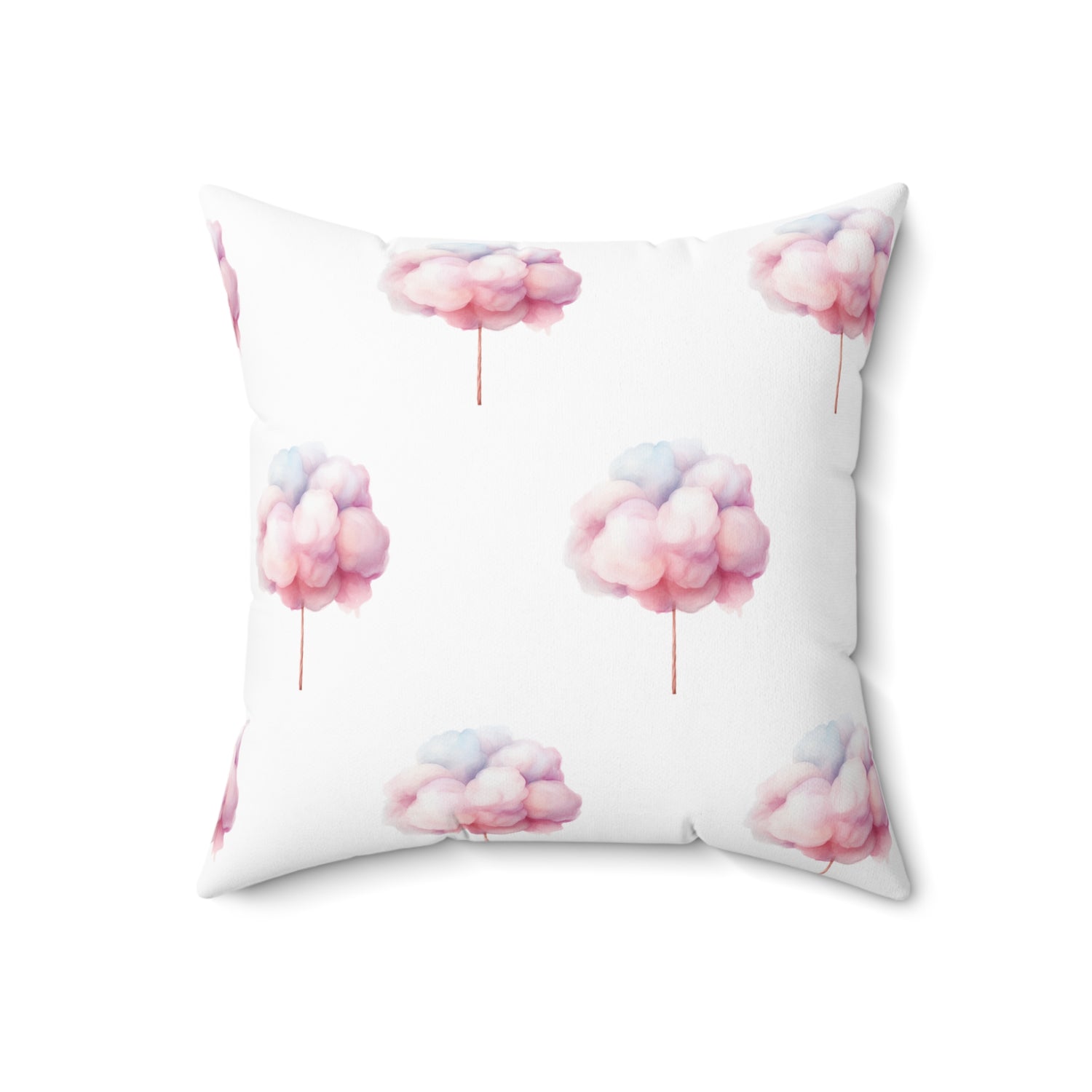 Spun Polyester Square Pillow with Removable Cover Watercolor Candy Land Cotton Candy