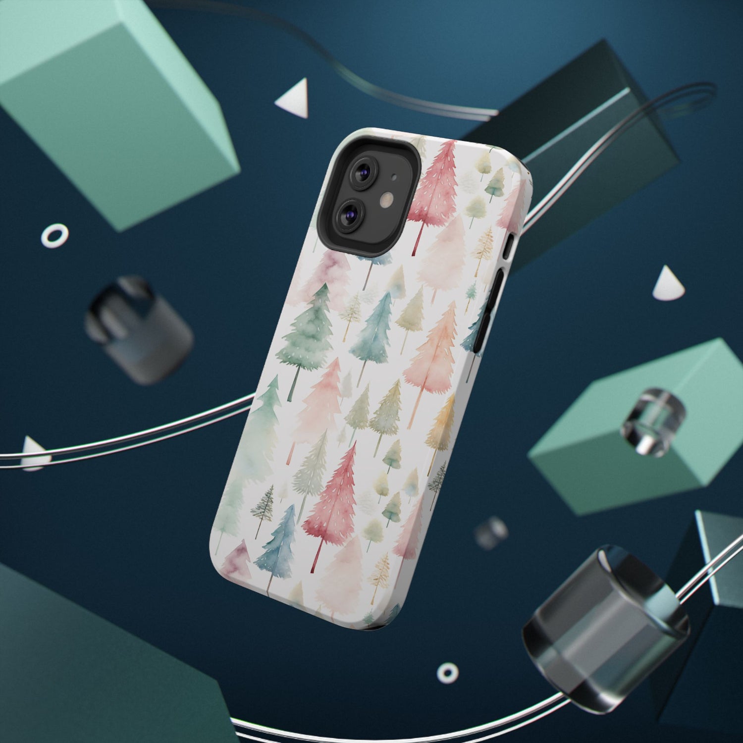 Watercolor Christmas Trees Impact-Resistant Phone Case, iPhone, Samsung