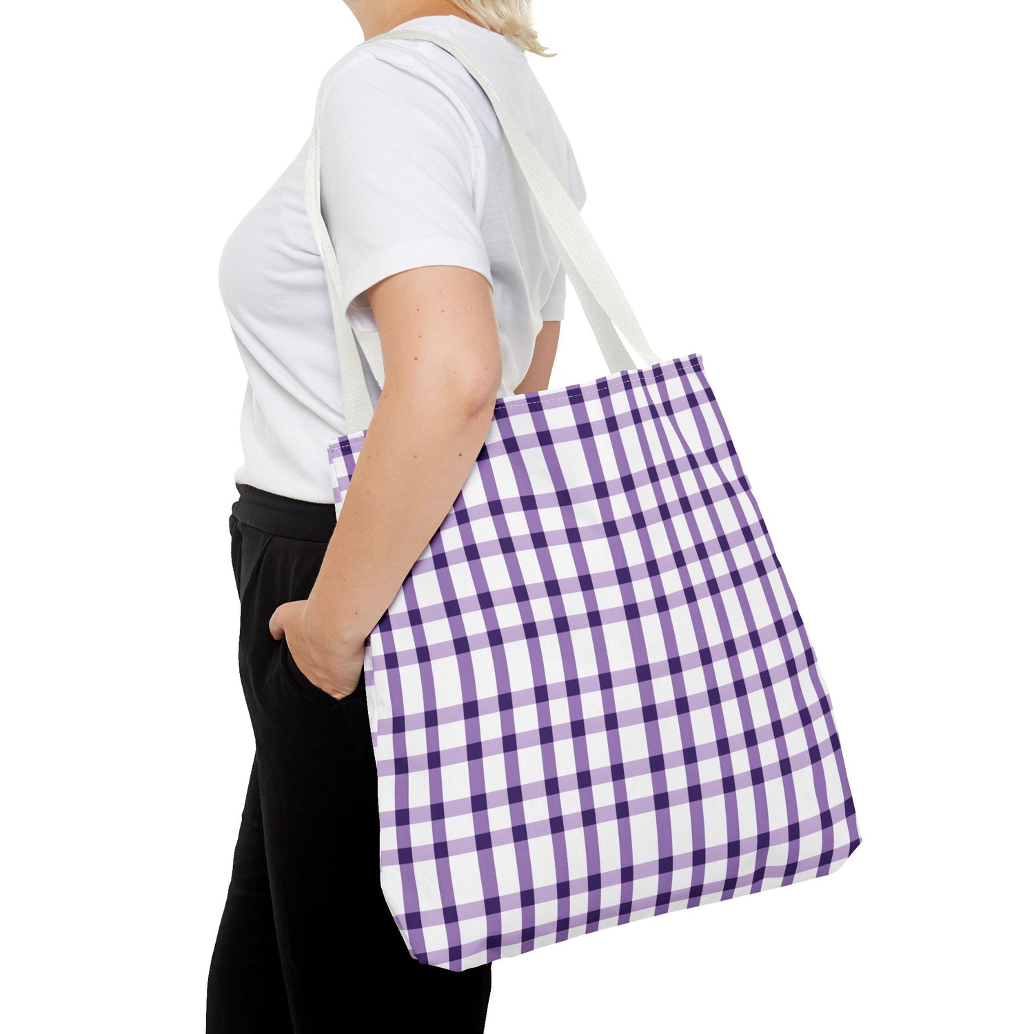 Purple Plaid Tote Bag