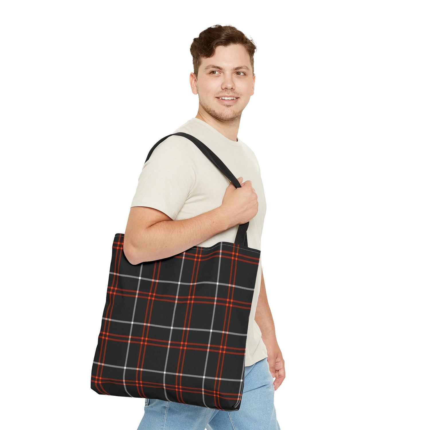 Tote Bag Fall Black Plaid