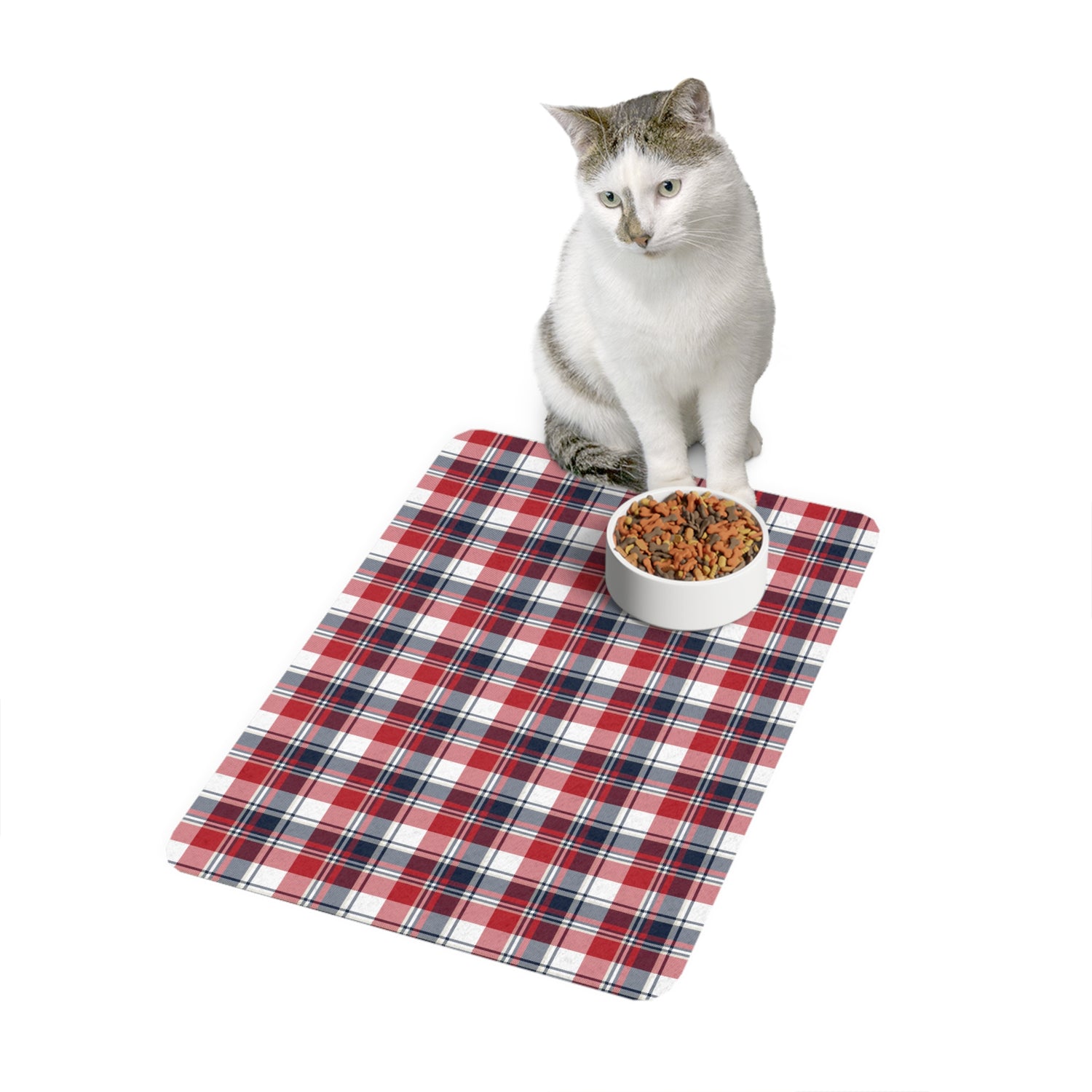 Pet Food Mat - 4th of July Plaid