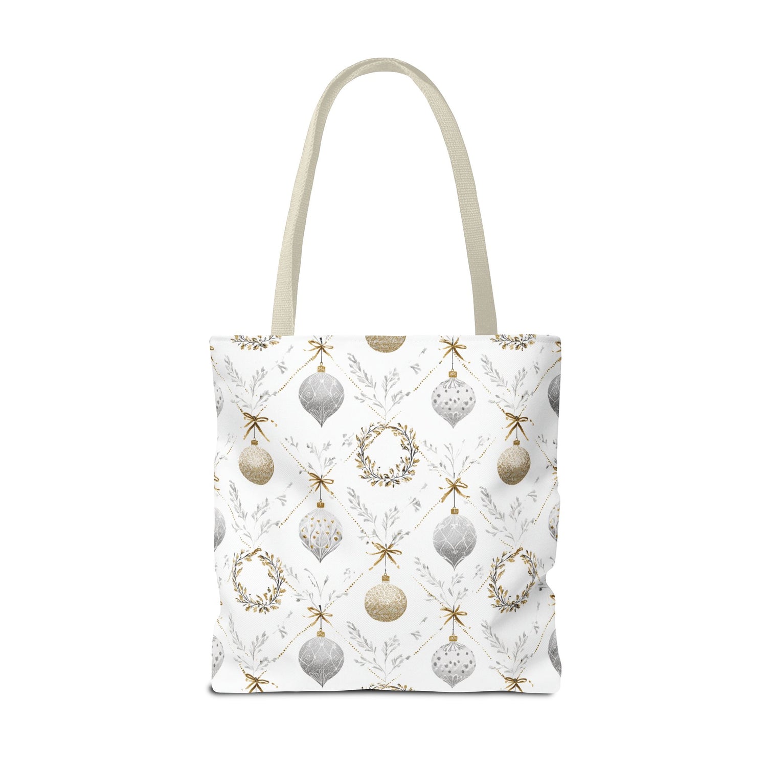 Elegant Christmas Tote Bag- Gold Silver Ornaments
