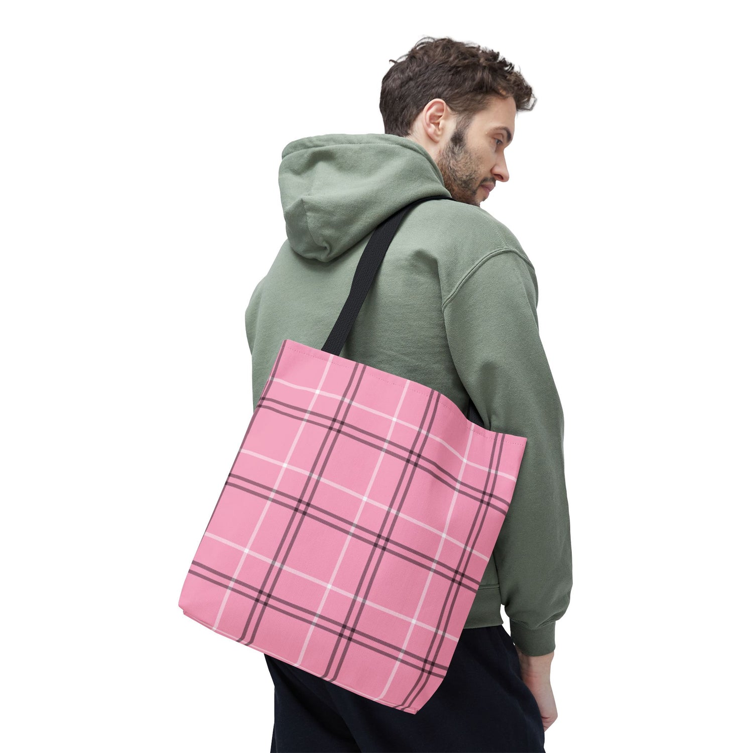 Pink and Black Plaid Tote Bag