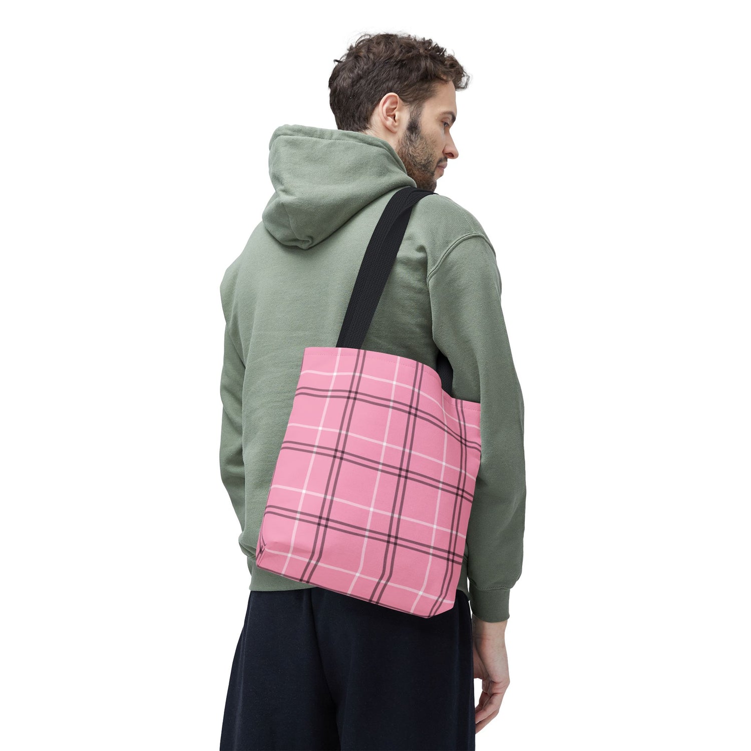 Pink and Black Plaid Tote Bag
