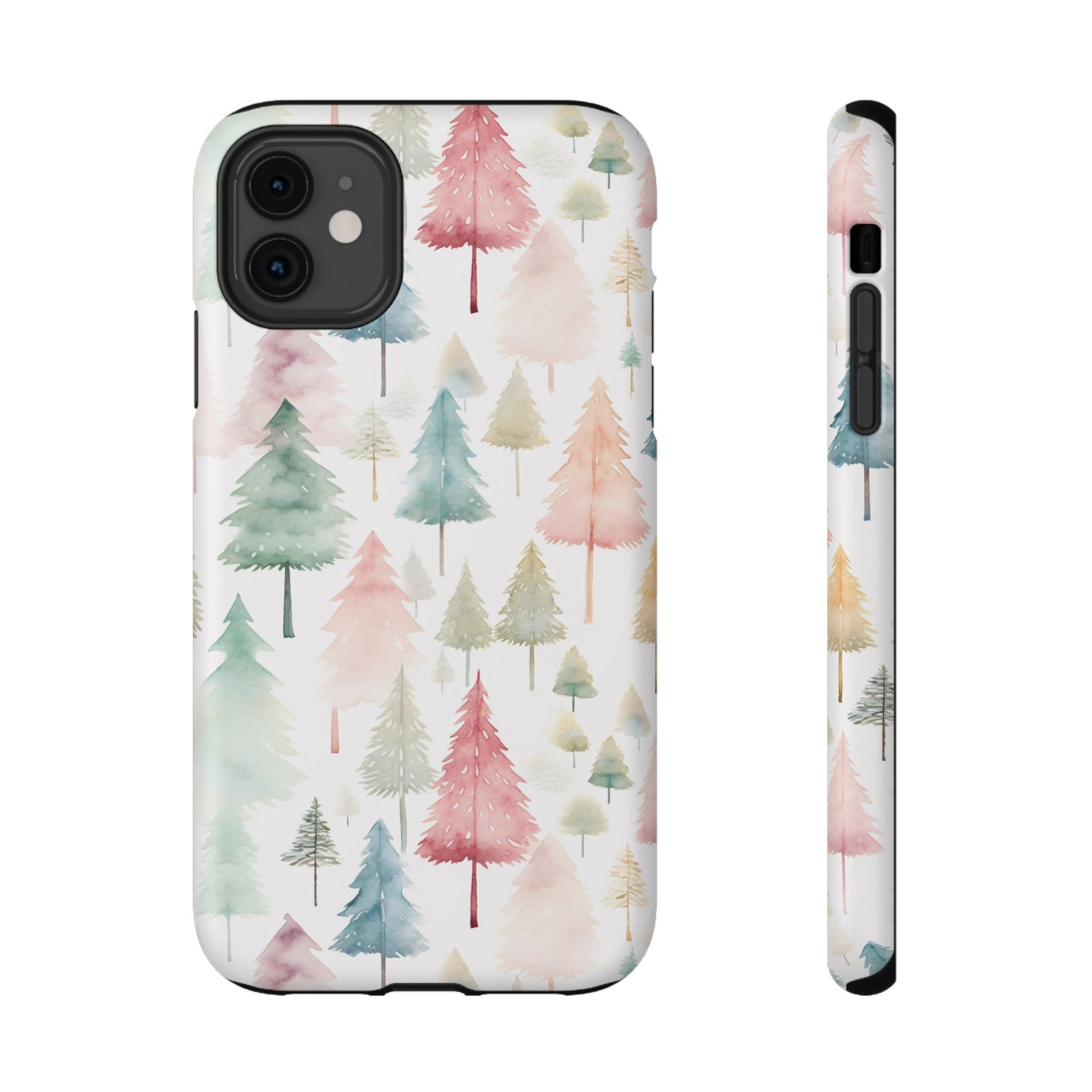 Watercolor Christmas Trees Impact-Resistant Phone Case, iPhone, Samsung