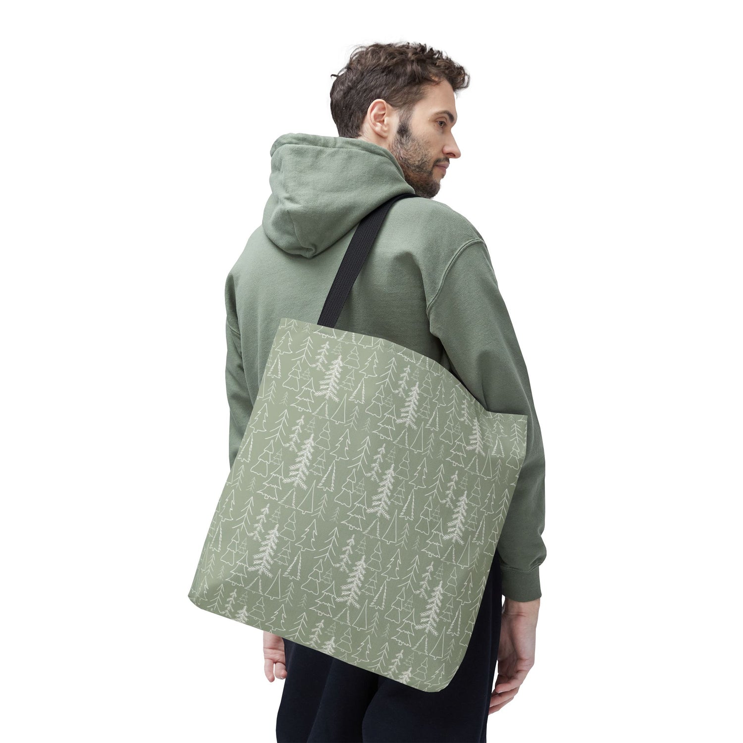 Cream Christmas Trees Tote Bag