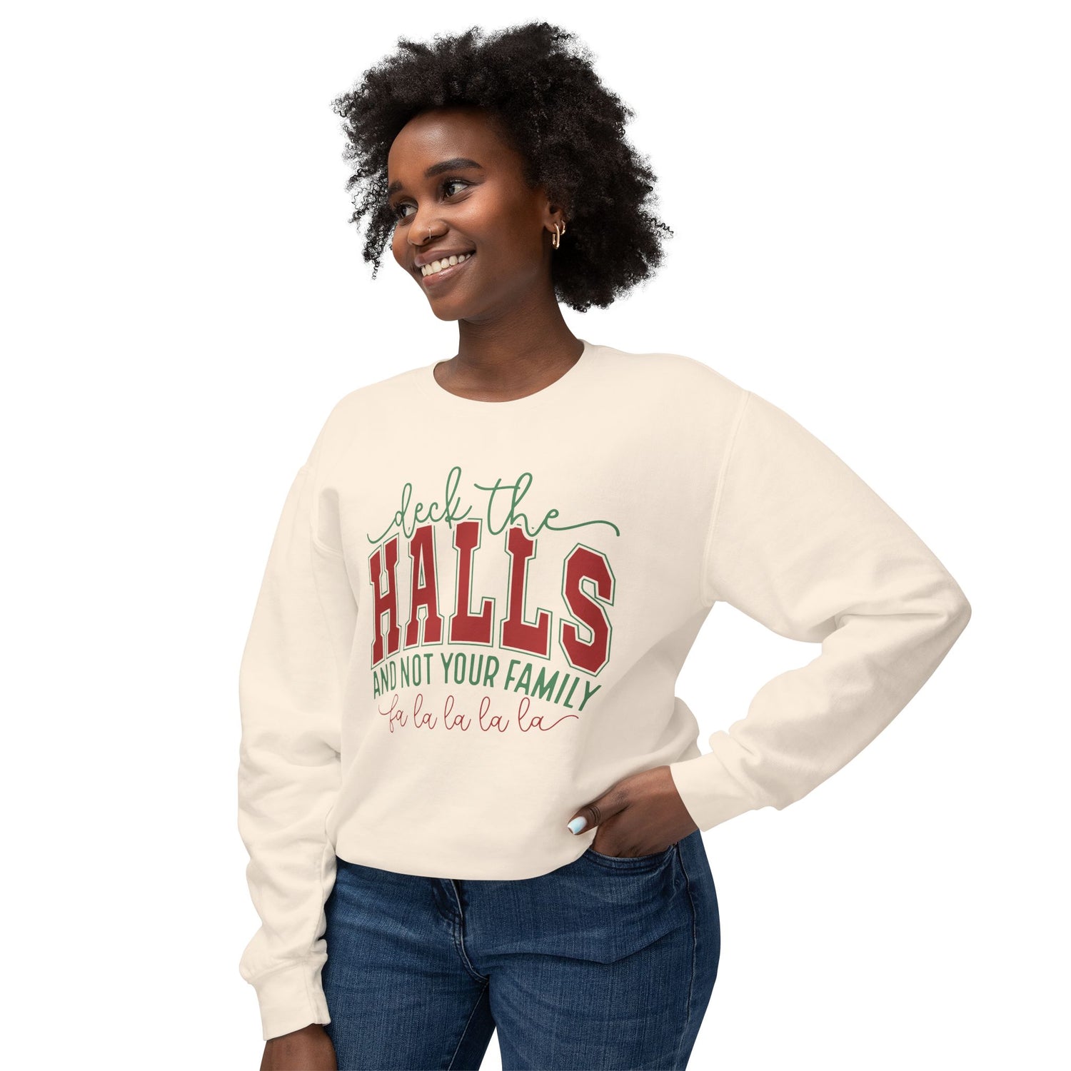 Festive Comfort Colors Lightweight Sweatshirt - 'Deck the Halls'