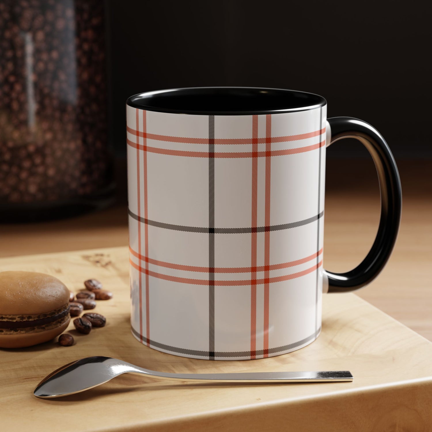Plaid Accent Coffee Mug | Cozy Vibes, Perfect Gift for Coffee Lovers, Home Decor, Fall and Winter Celebrations, Kitchen Essentials