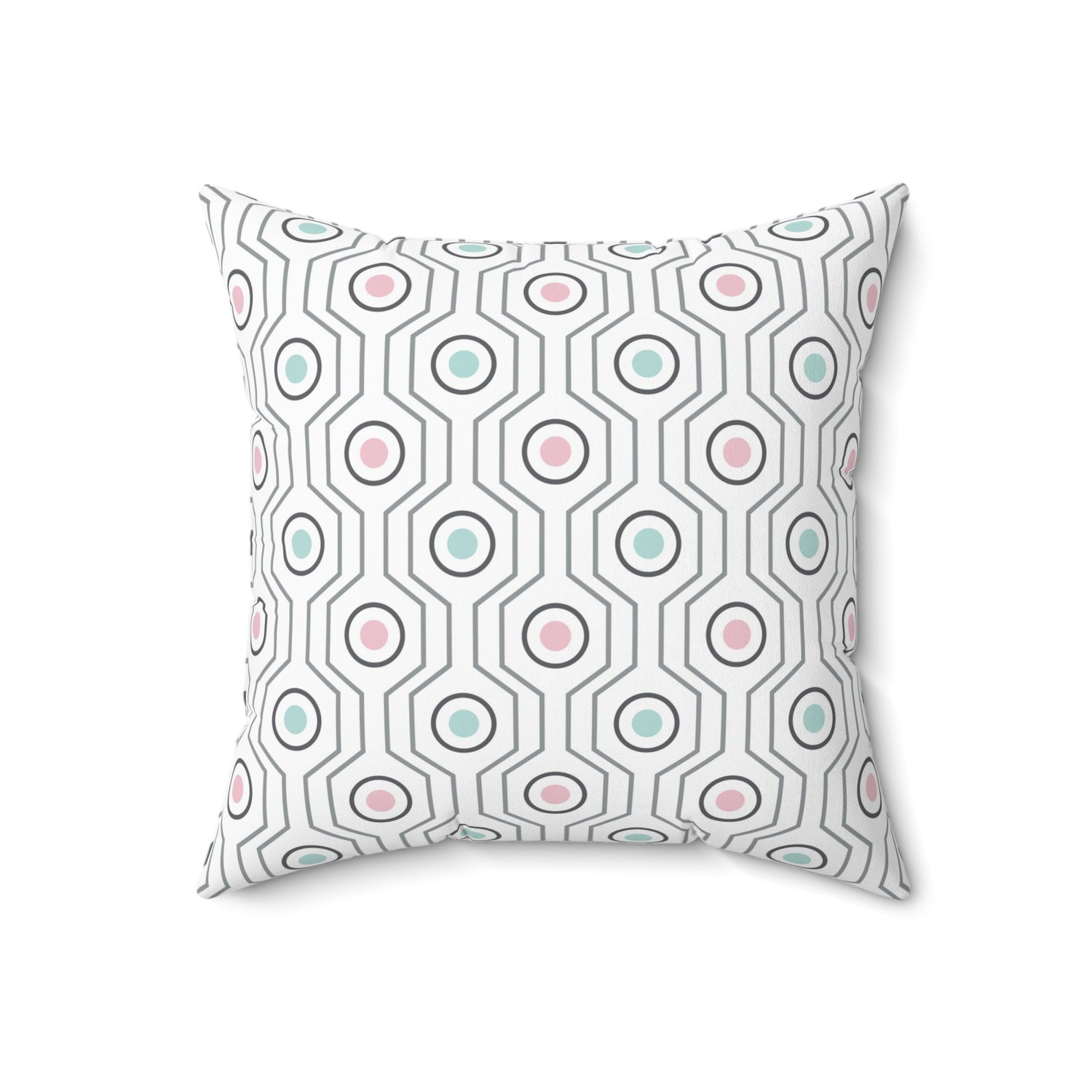 Spun Polyester Square Pillow with Removable Cover Polished Geometric Shapes Stripes