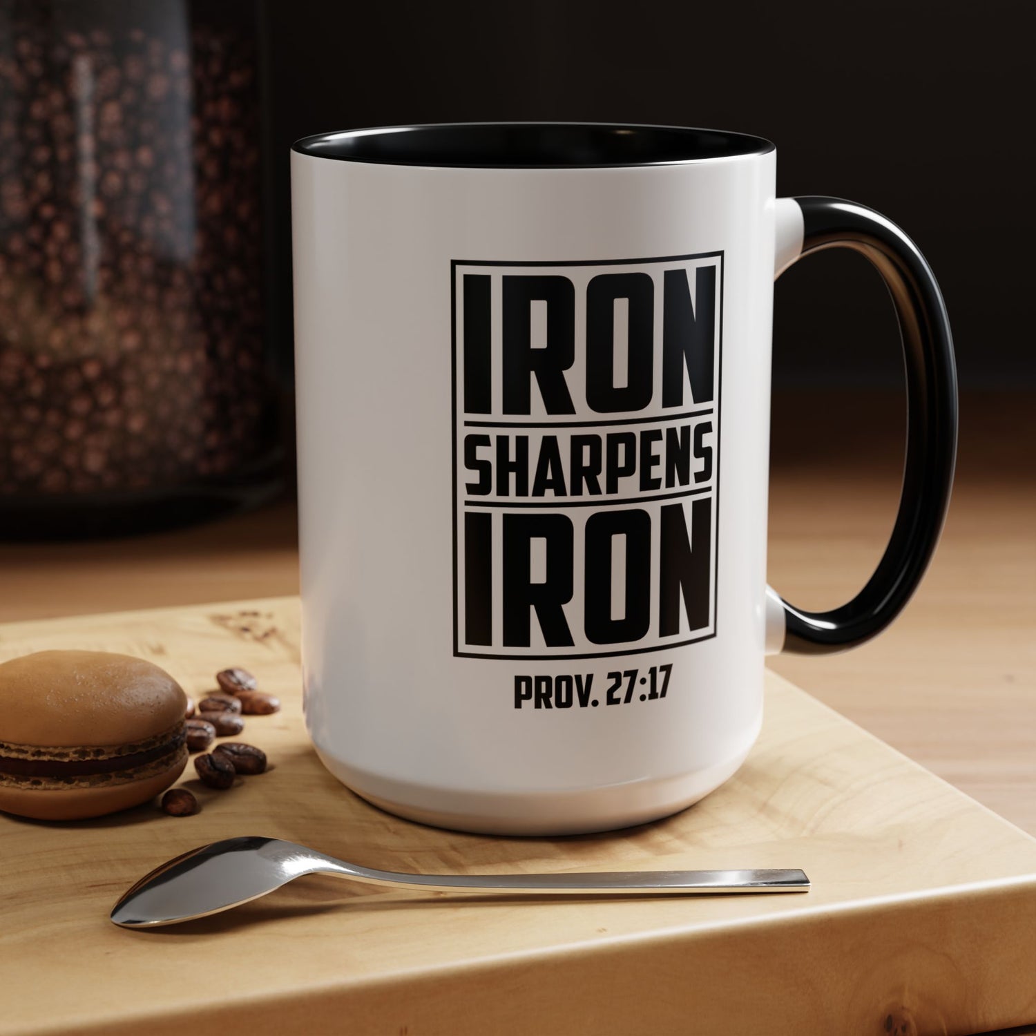 Iron Sharpens Iron Coffee Mug - Inspirational Gift for Friends, Motivational Mug, Proverbs 27:17, Home Office Coffee Cup, Encouragement Mug