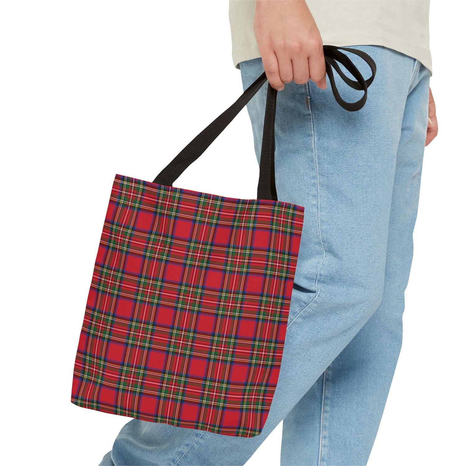 Red Christmas Plaid Tote Bag