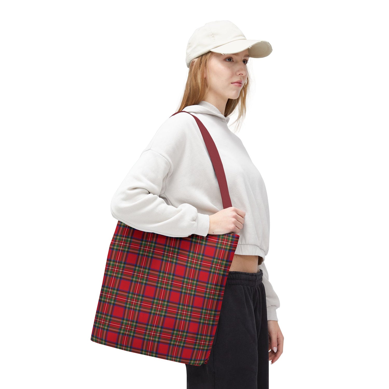 Red Christmas Plaid Tote Bag