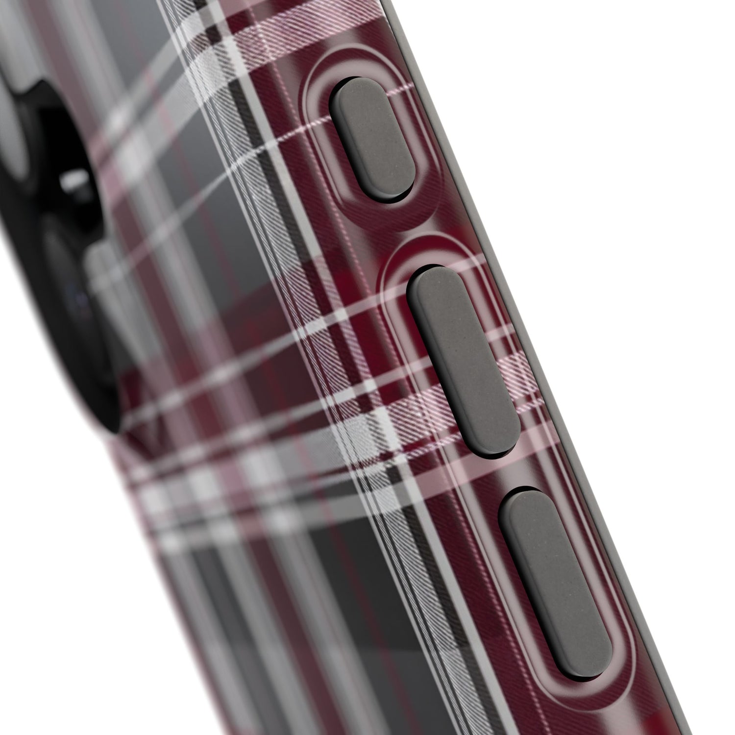 Stylish Plaid Impact-Resistant Phone Cases- Maroon Grey Plaid
