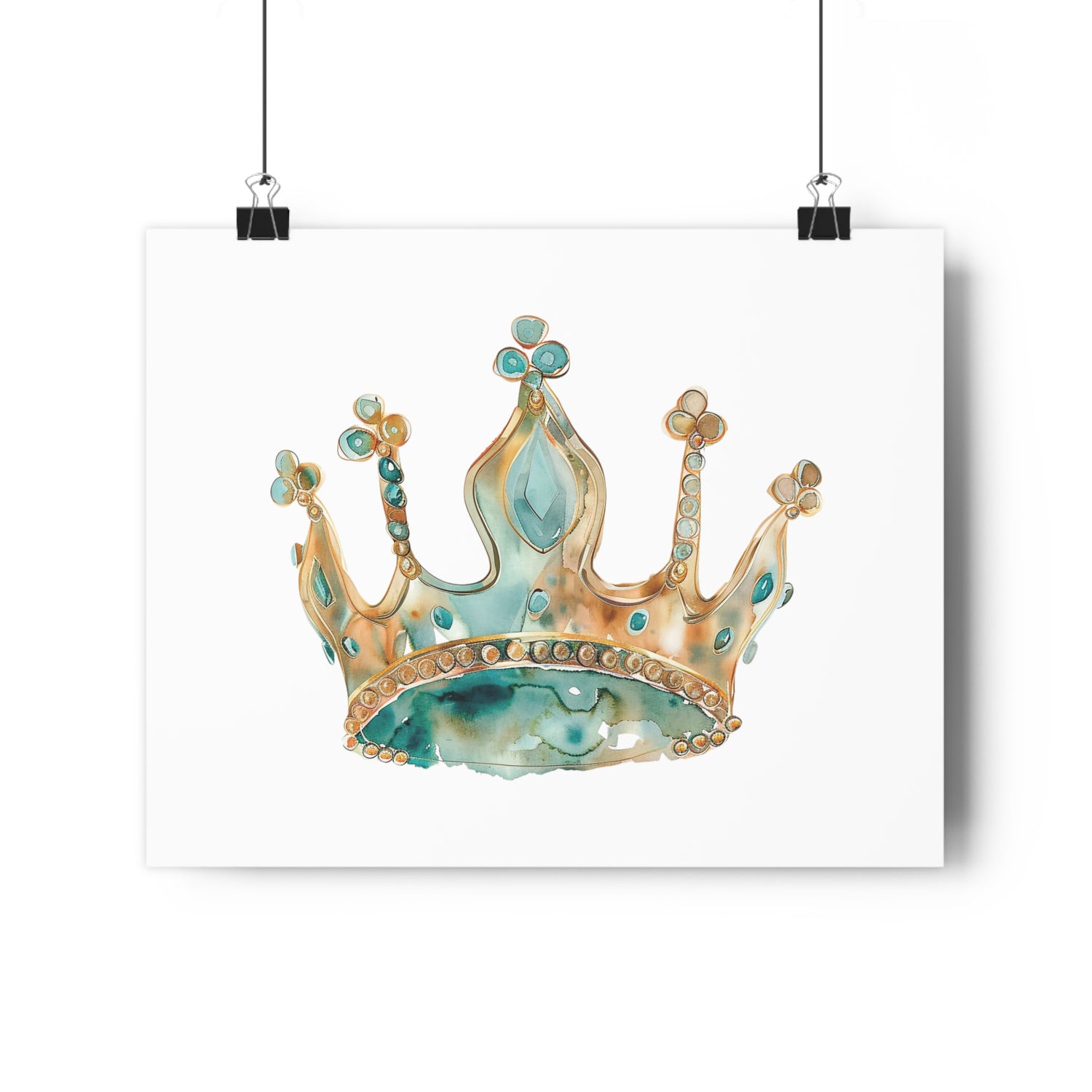 Giclée Art Print Watercolor Teal Princess Crown 1