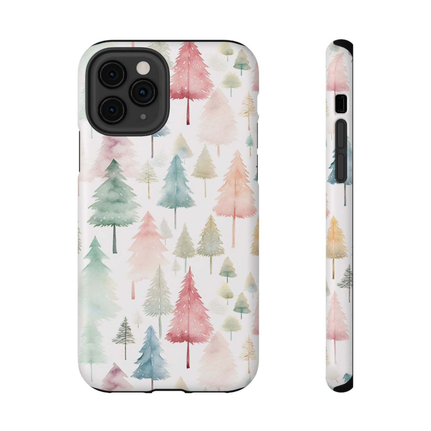 Watercolor Christmas Trees Impact-Resistant Phone Case, iPhone, Samsung