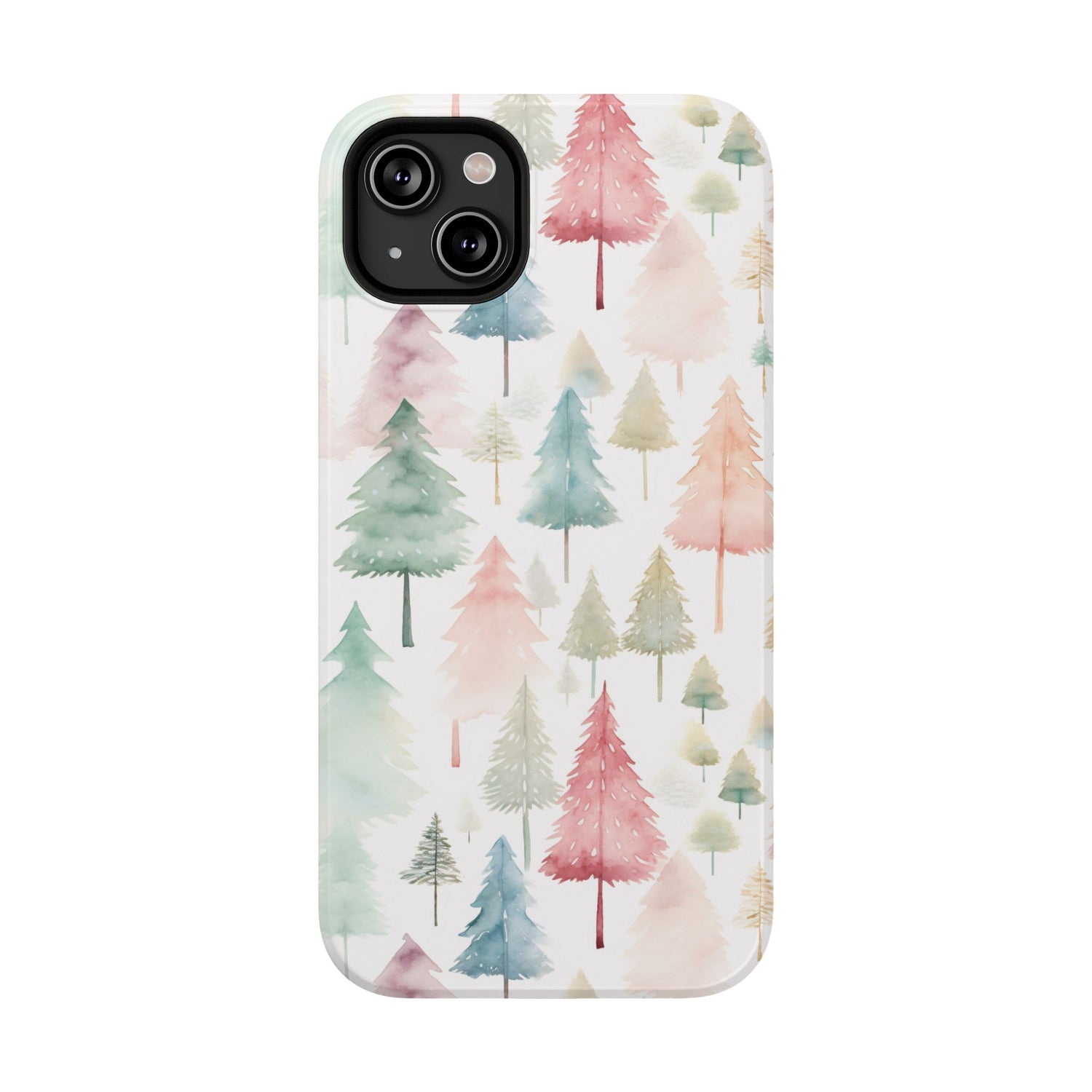 Watercolor Christmas Trees Impact-Resistant Phone Case, iPhone, Samsung