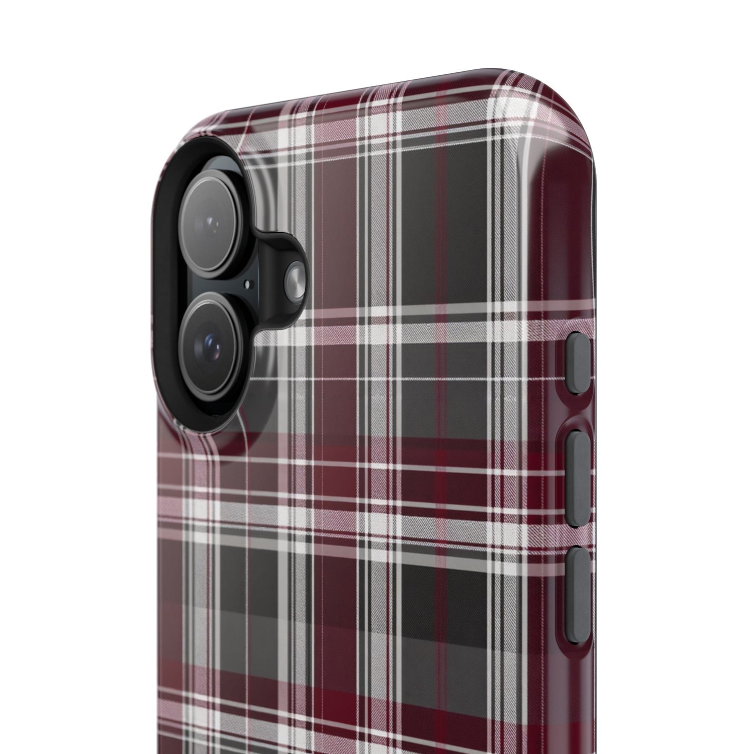 Stylish Plaid Impact-Resistant Phone Cases- Maroon Grey Plaid