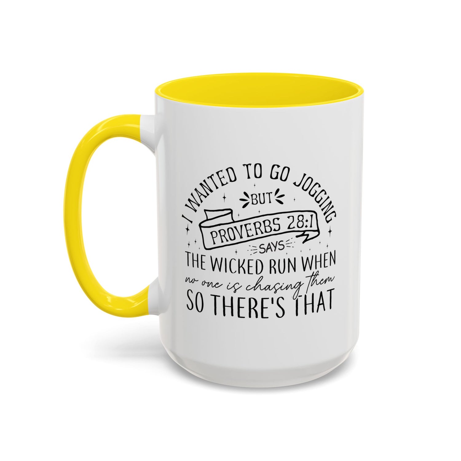 Inspirational Coffee Mug for Christian Joggers, Proverbs 28:1 Quote Mug, Funny Workout Gift, Motivational Drinkware, Exercise Humor