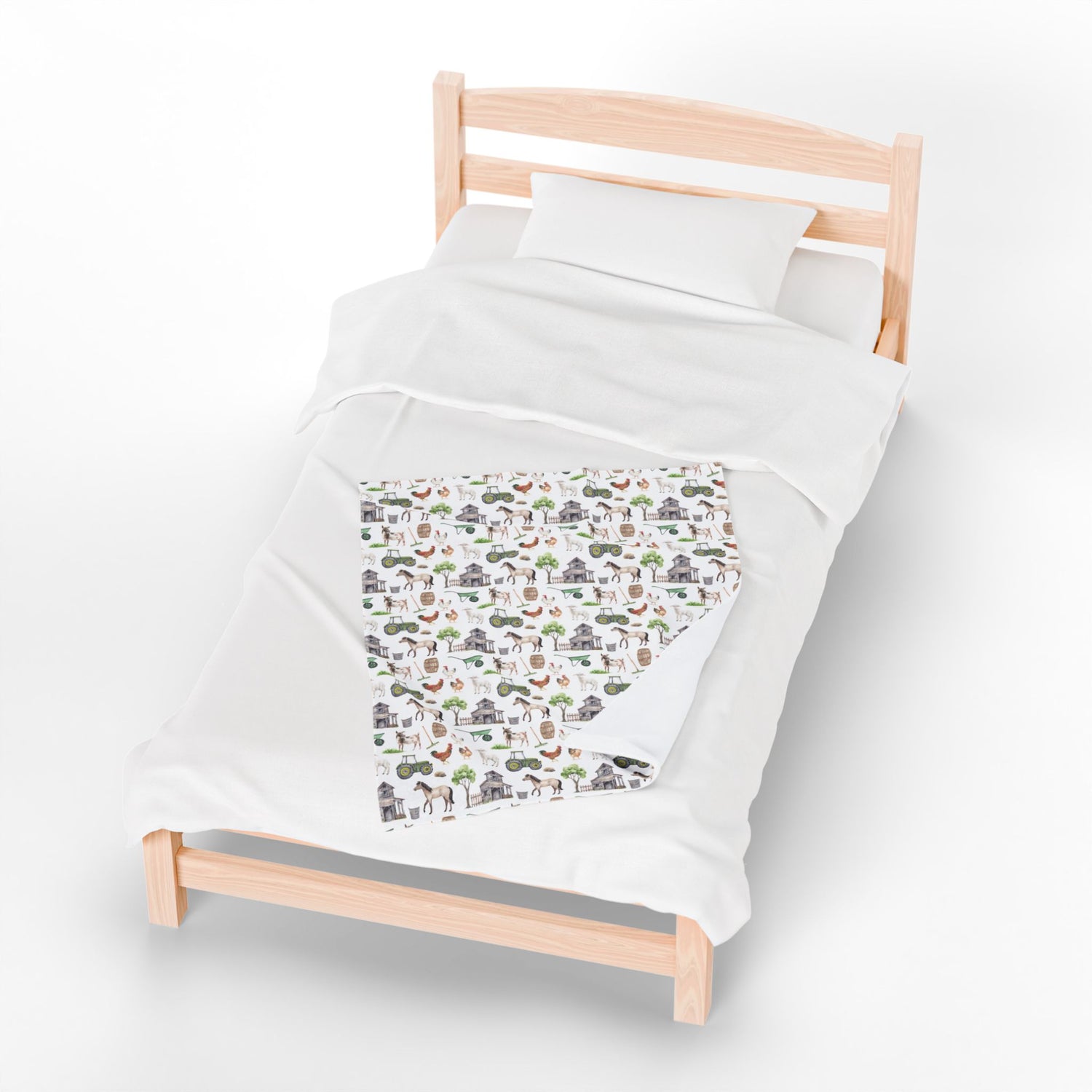 Cozy Farmhouse Velveteen Plush Blanket, Farm Animal Decor, Soft Throw for Kids, Farmhouse Gift, Nursery Bedding