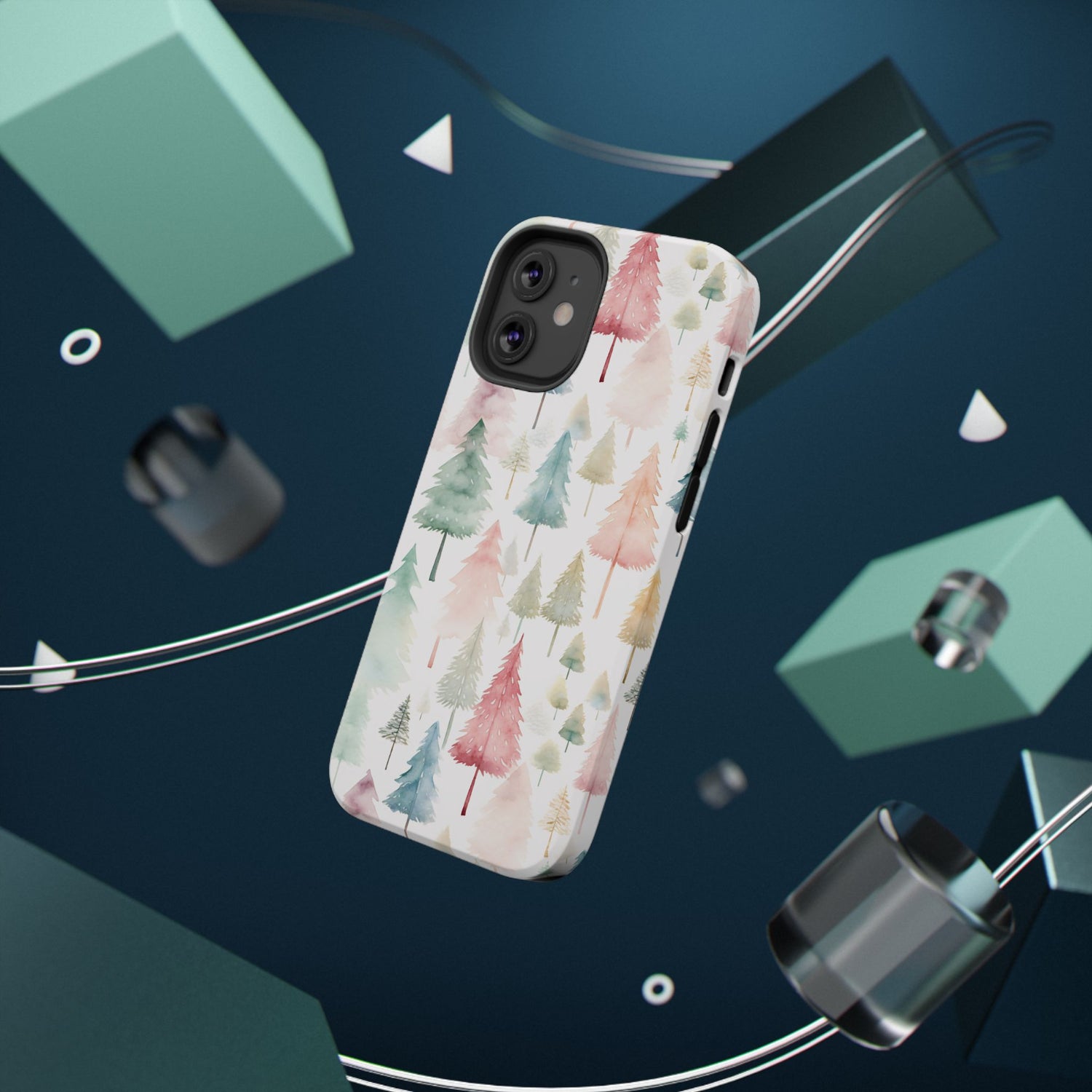 Watercolor Christmas Trees Impact-Resistant Phone Case, iPhone, Samsung