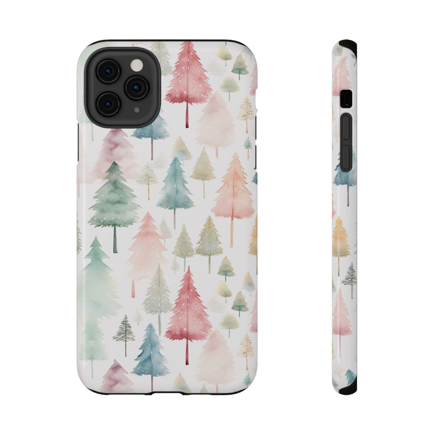 Watercolor Christmas Trees Impact-Resistant Phone Case, iPhone, Samsung
