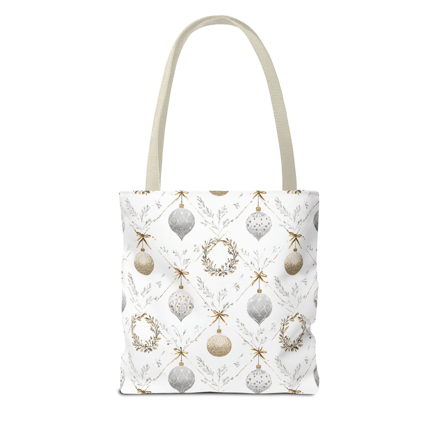 Elegant Christmas Tote Bag- Gold Silver Ornaments