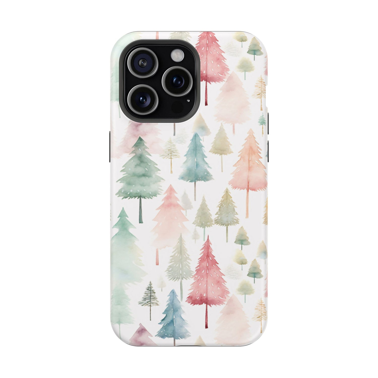 Watercolor Christmas Trees Impact-Resistant Phone Case, iPhone, Samsung