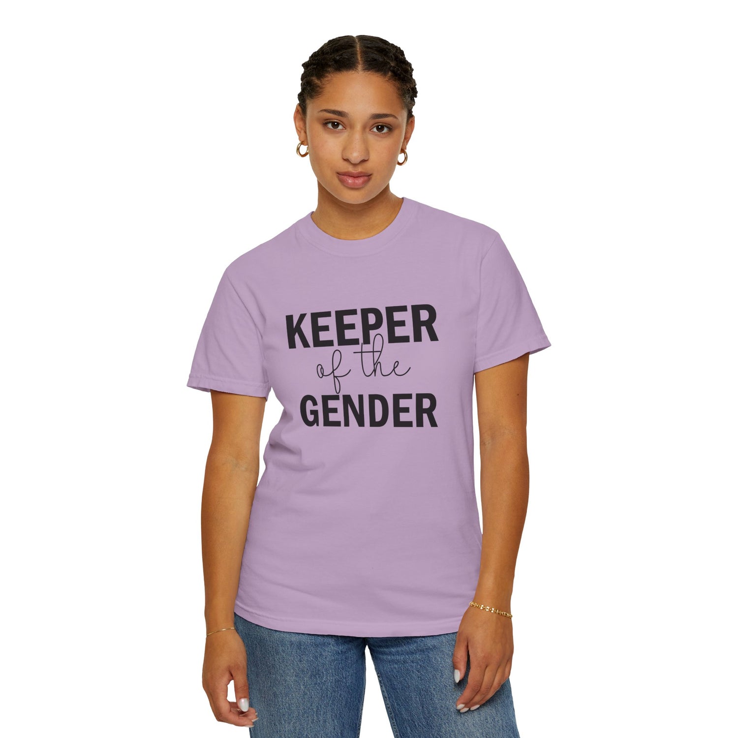 Unisex Garment-Dyed T-Shirt with 'Keeper of the Gender' Print | Funny New Baby Shirt, Casual Wear, Gender Reveal