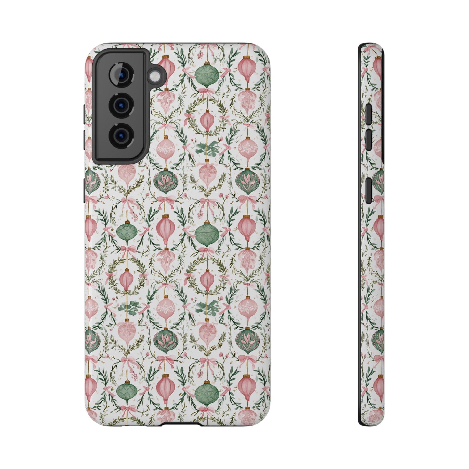 Phone case with floral and decorative pattern on a white background