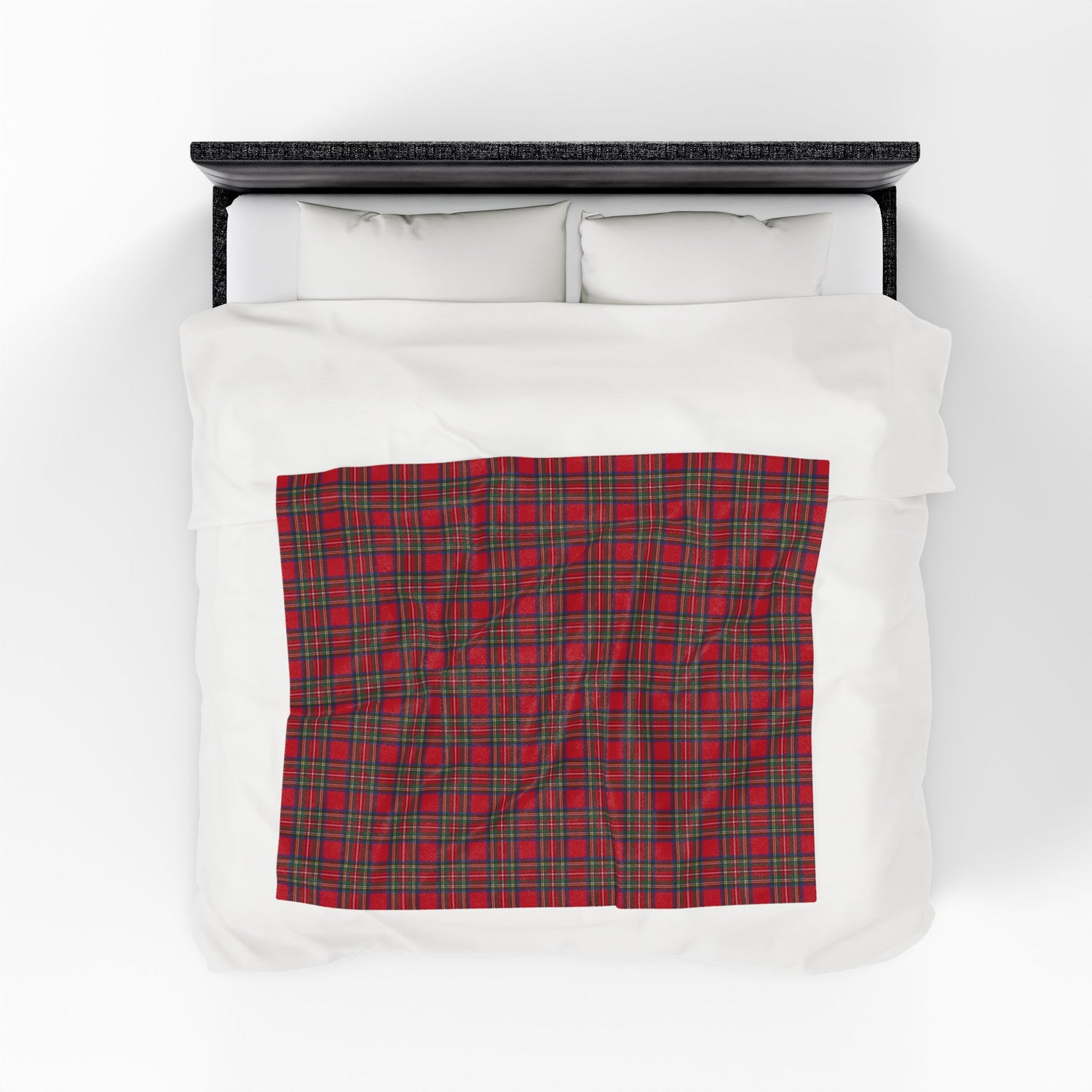 Cozy Plaid Velveteen Blanket Throw in Red Tartan Plaid