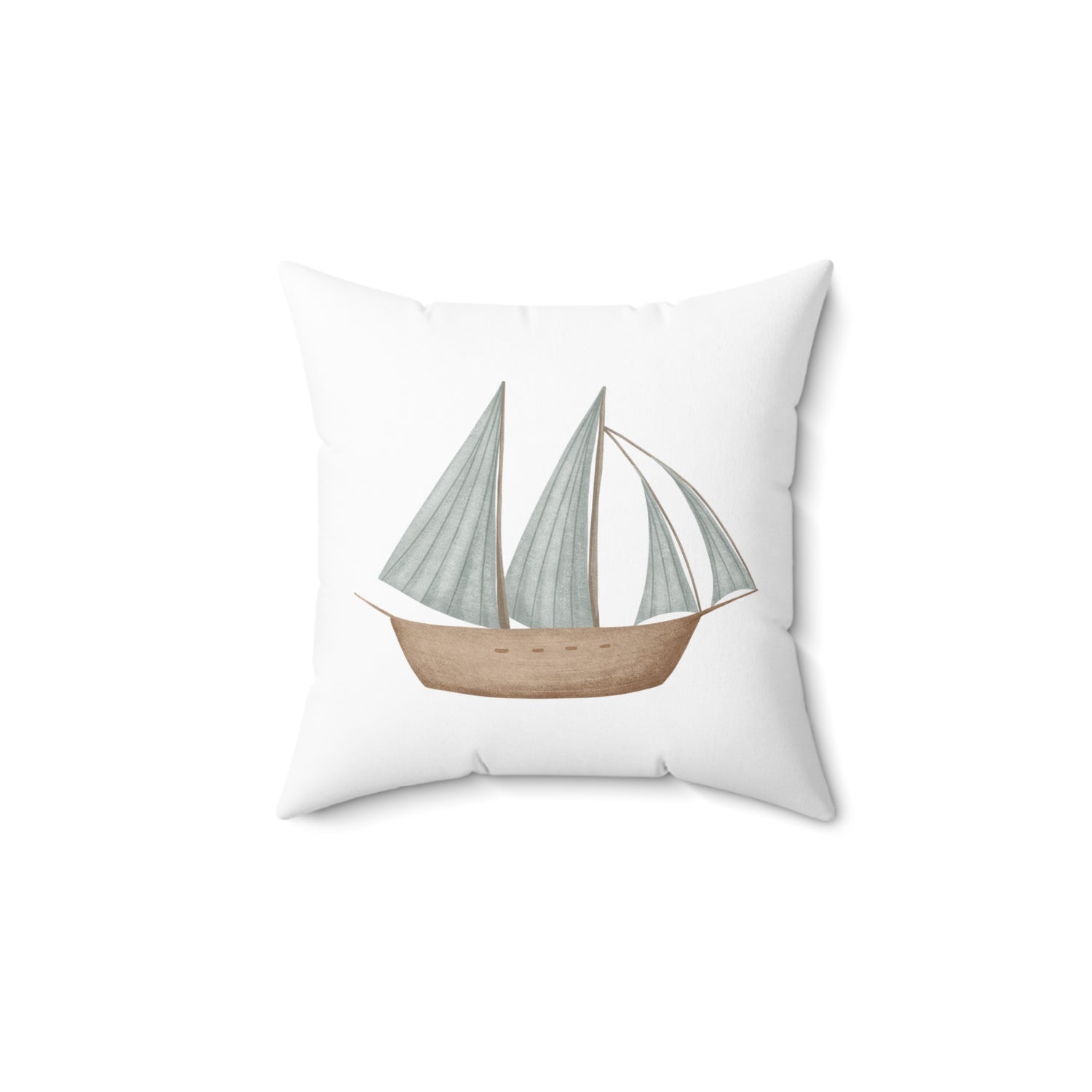Spun Polyester Square Pillow with Removable Cover Memories of Dreams Sailboats Blue