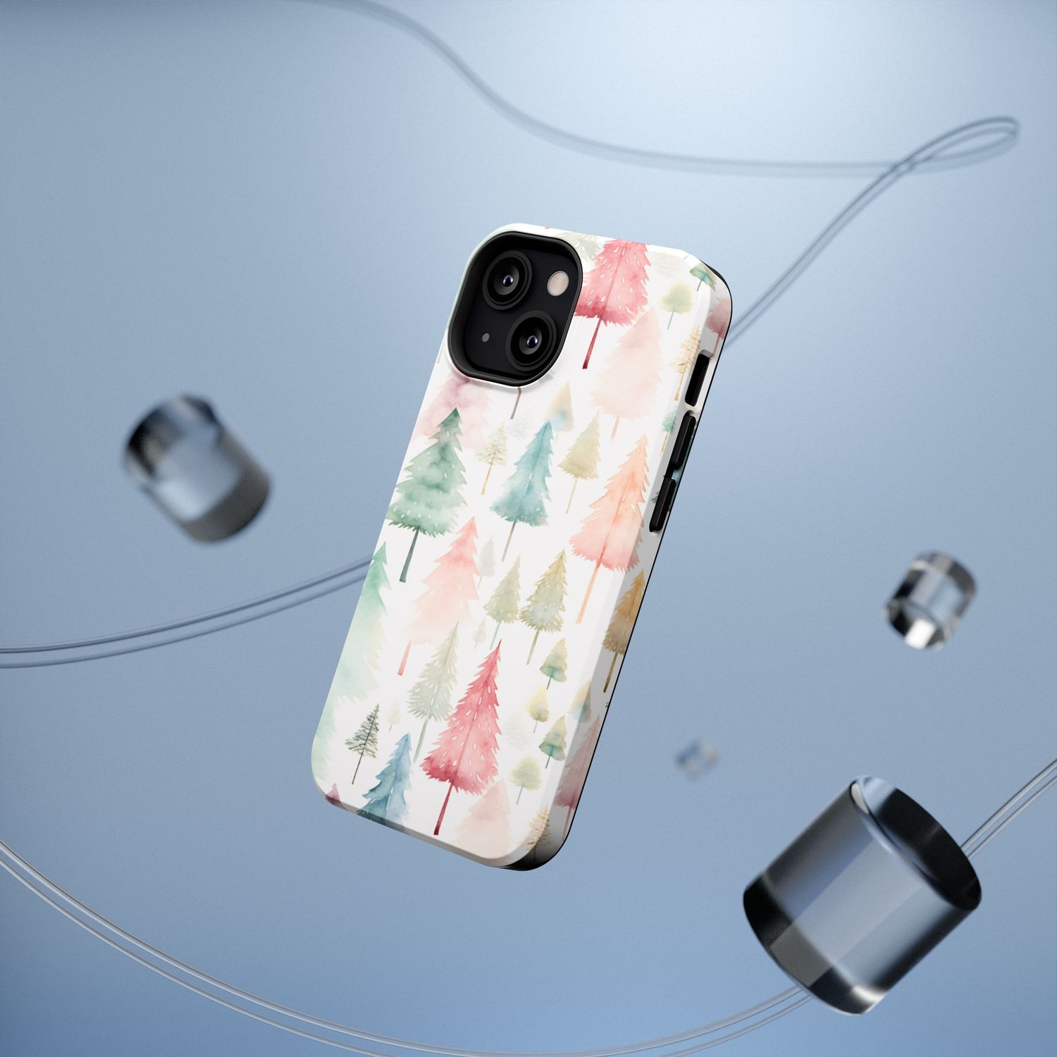 Watercolor Christmas Trees Impact-Resistant Phone Case, iPhone, Samsung