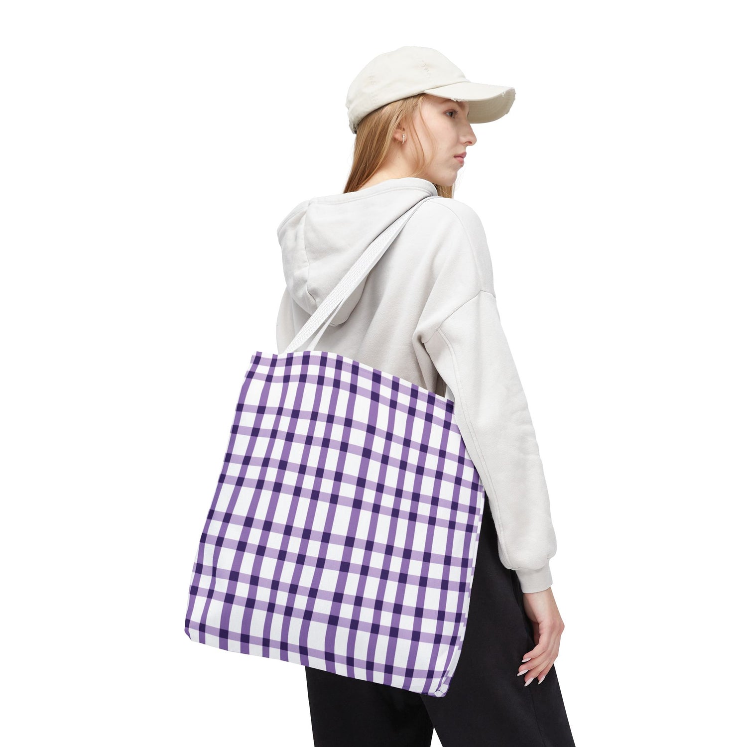 Purple Plaid Tote Bag