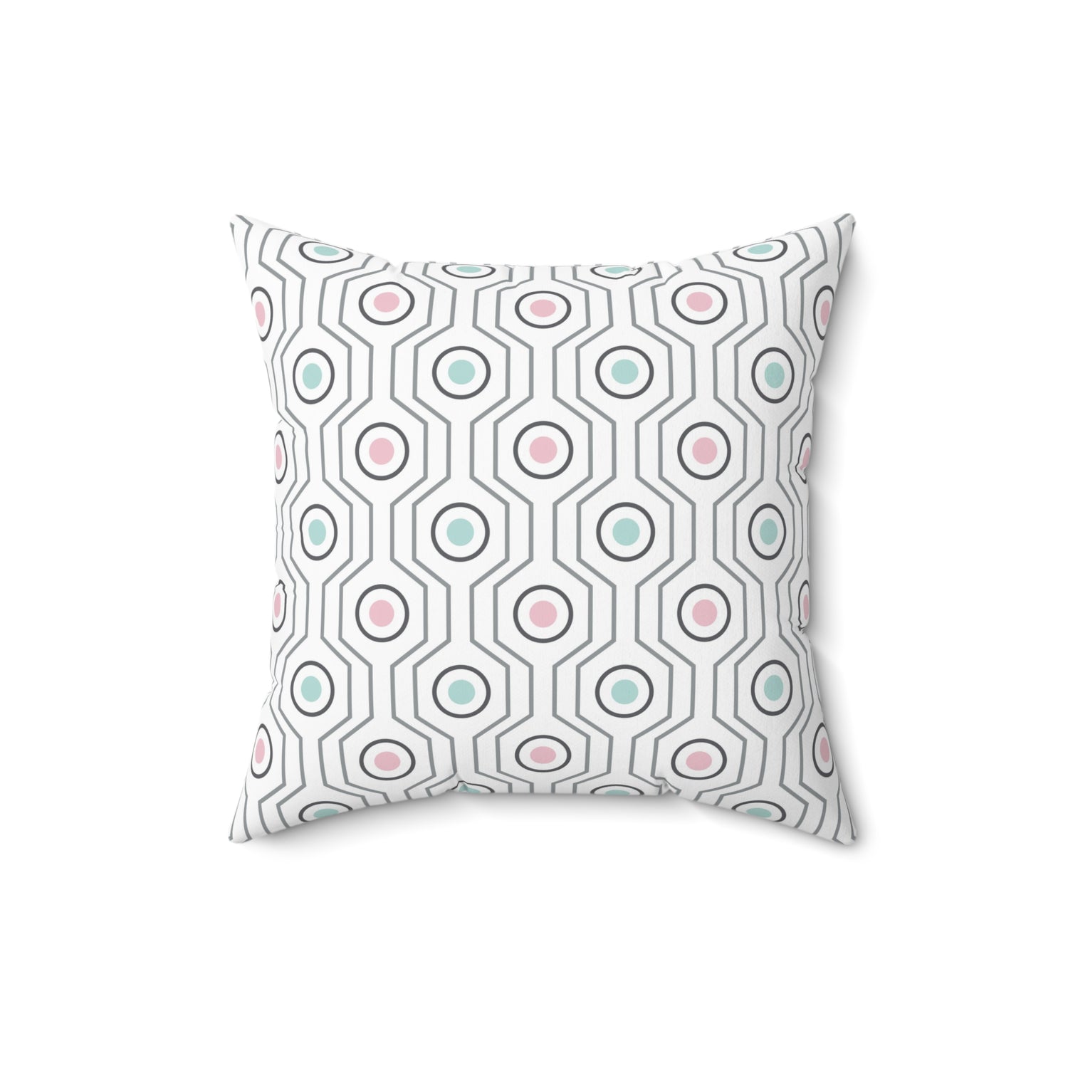 Spun Polyester Square Pillow with Removable Cover Polished Geometric Shapes Stripes