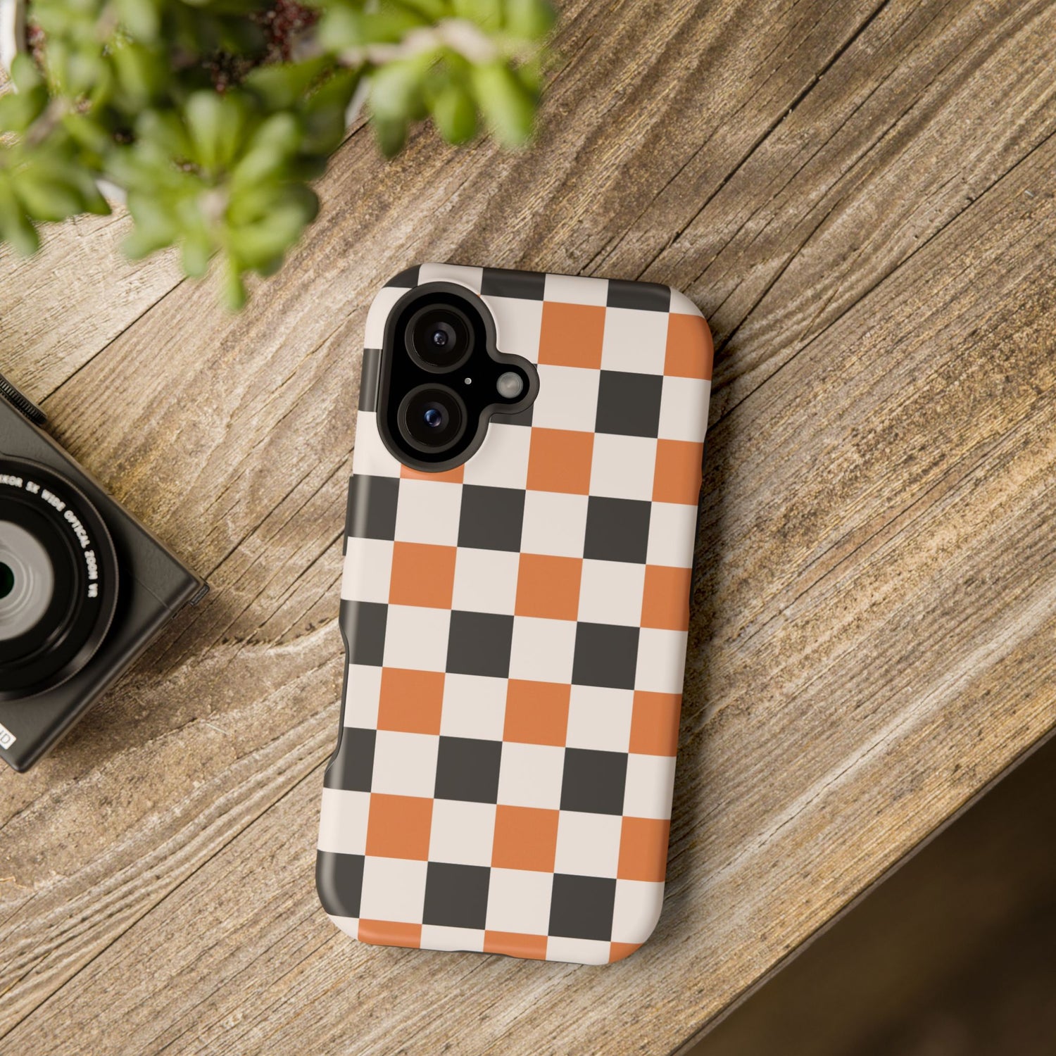 Trendy Halloween Checkerboard Phone Case | Impact-Resistant, iPhone, Samsung