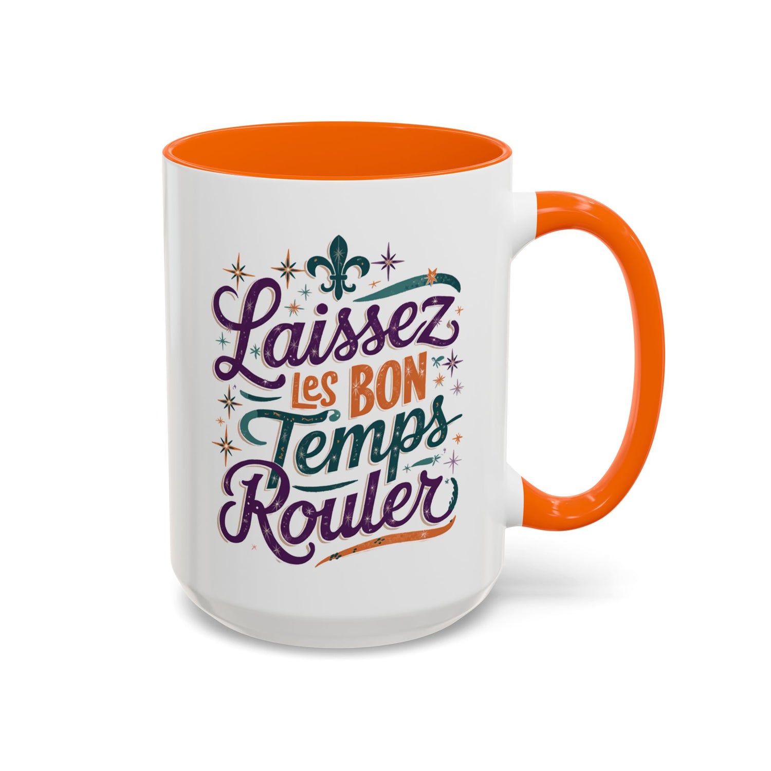 Vibrant Accent Coffee Mug - 'Laissez les Bon Temps Rouler', Perfect for Celebrations, Gifts, Coffee Lovers, Home Decor, and More