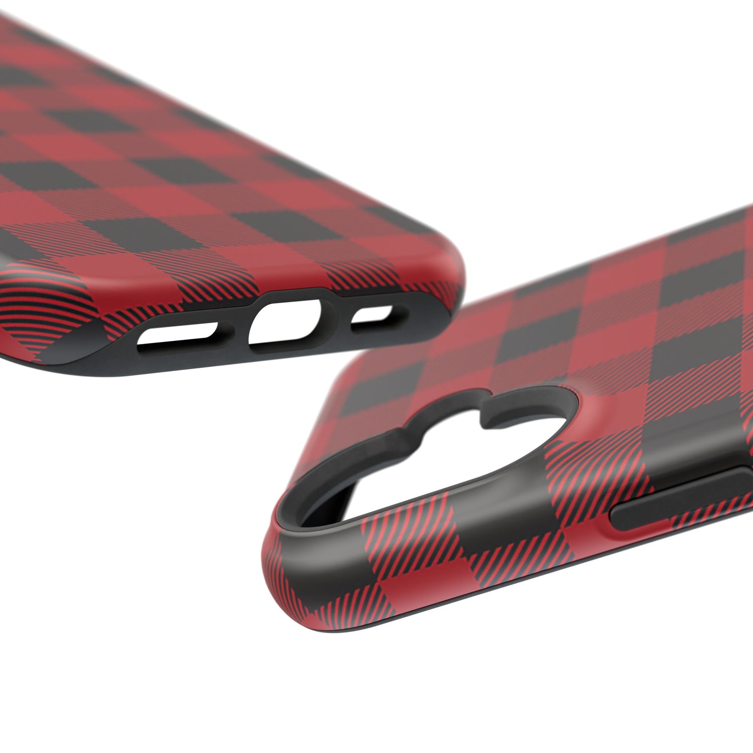 Impact-Resistant Phone Case-Red Black Buffalo Plaid, iPhone, Samsung
