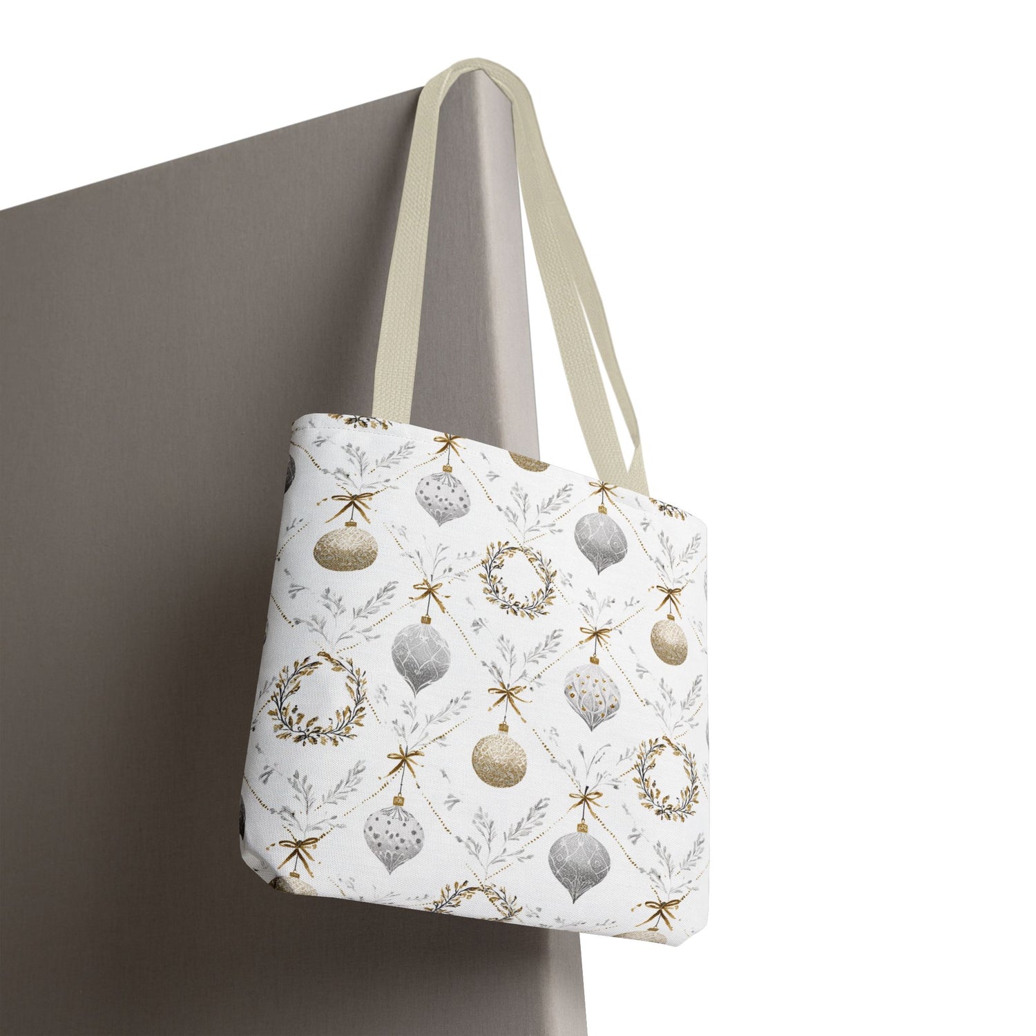 Elegant Christmas Tote Bag- Gold Silver Ornaments