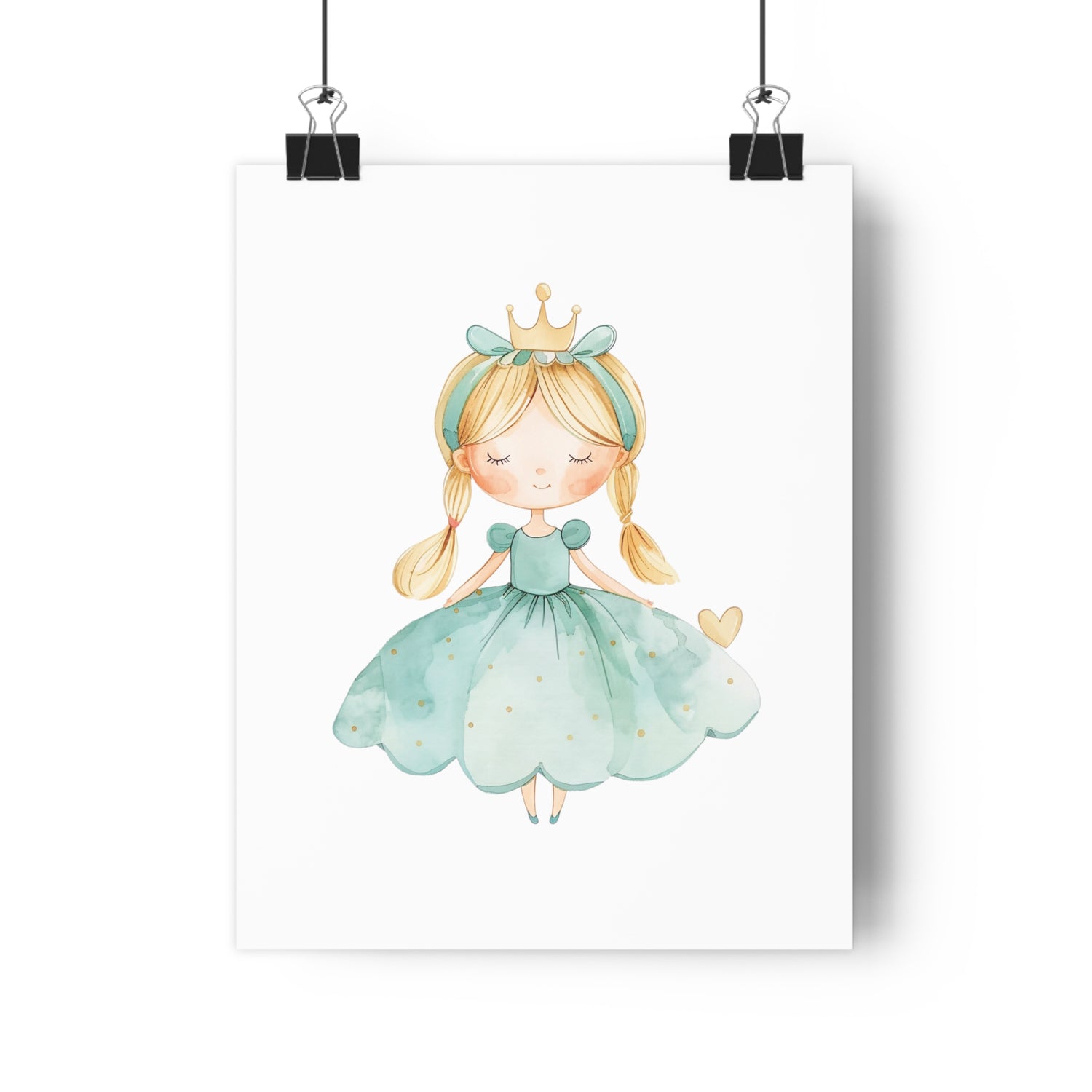Giclée Art Print Watercolor Teal Princess 3