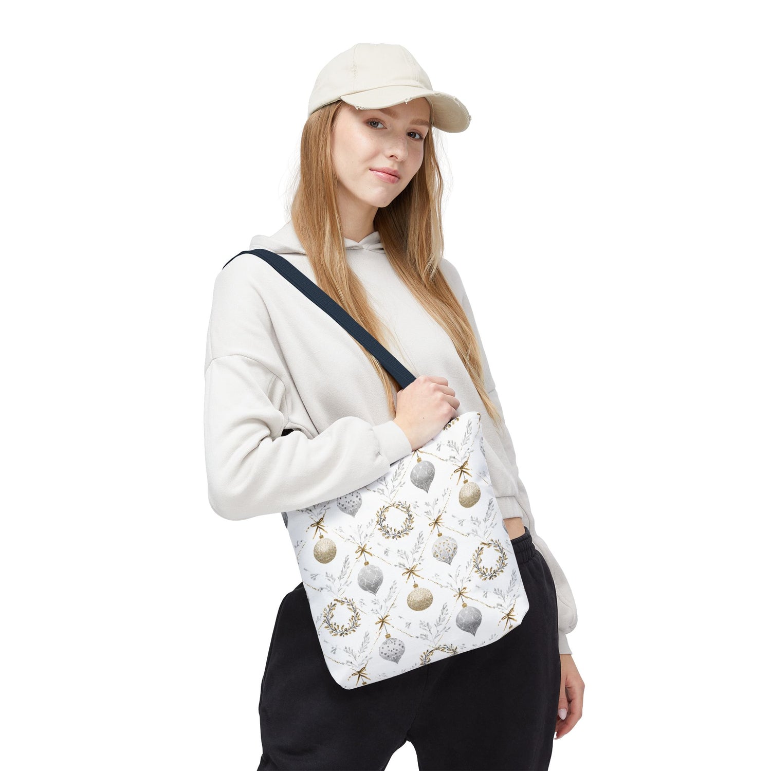 Elegant Christmas Tote Bag- Gold Silver Ornaments