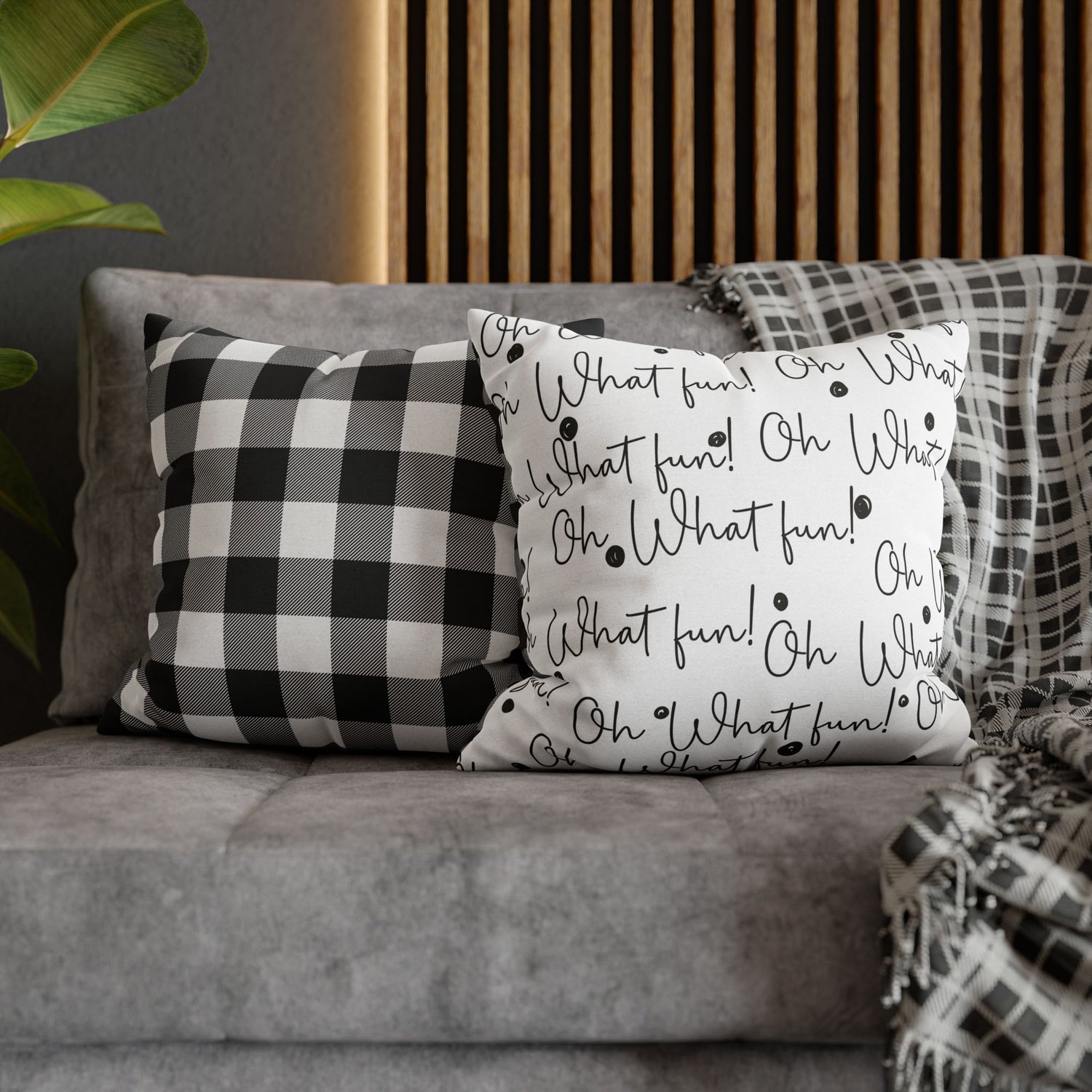 Christmas Holiday Throw Pillows, "Oh What Fun"