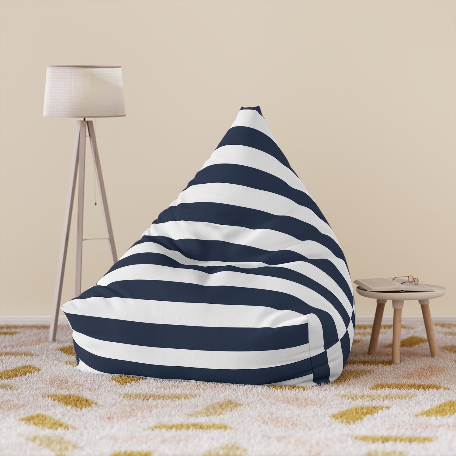 Nautical Navy Stripe Bean Bag Chair Cover