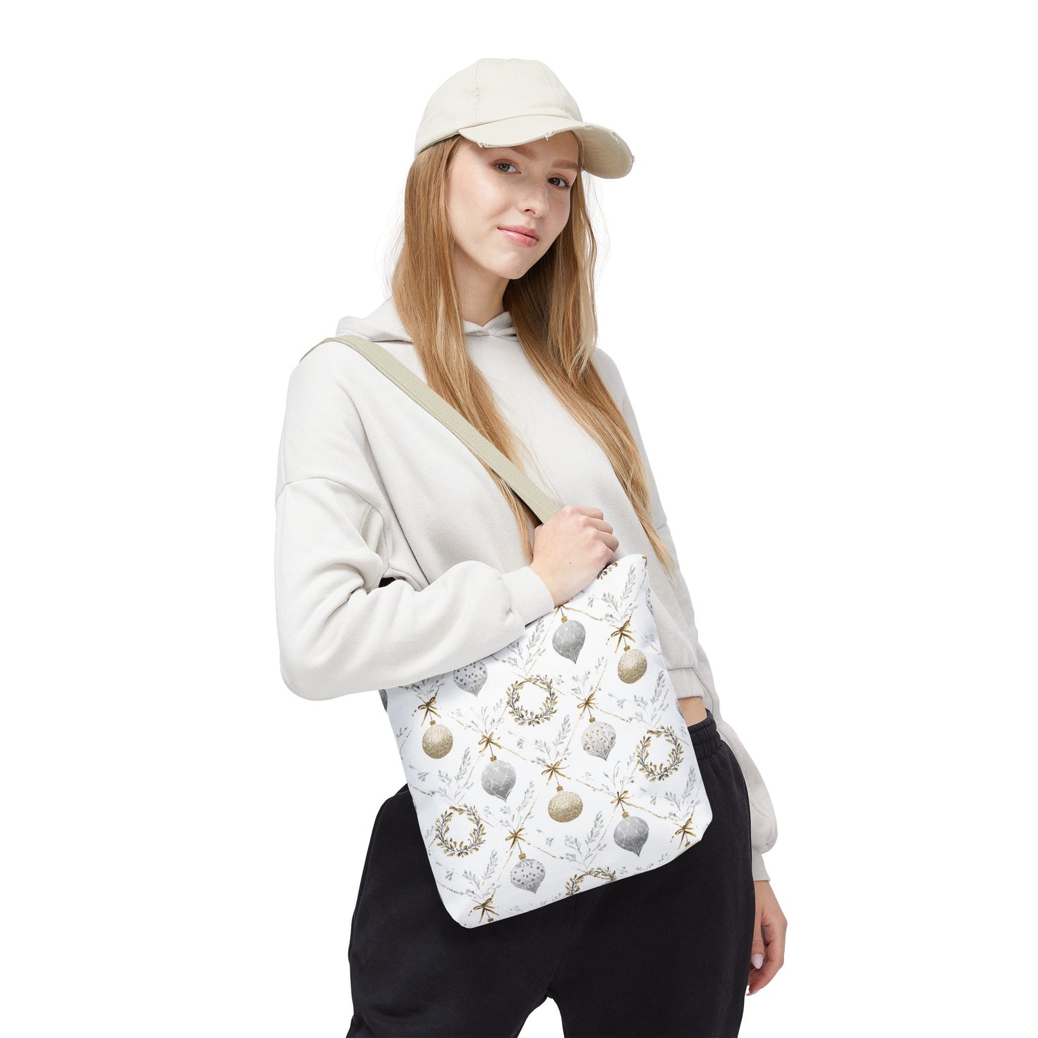 Elegant Christmas Tote Bag- Gold Silver Ornaments